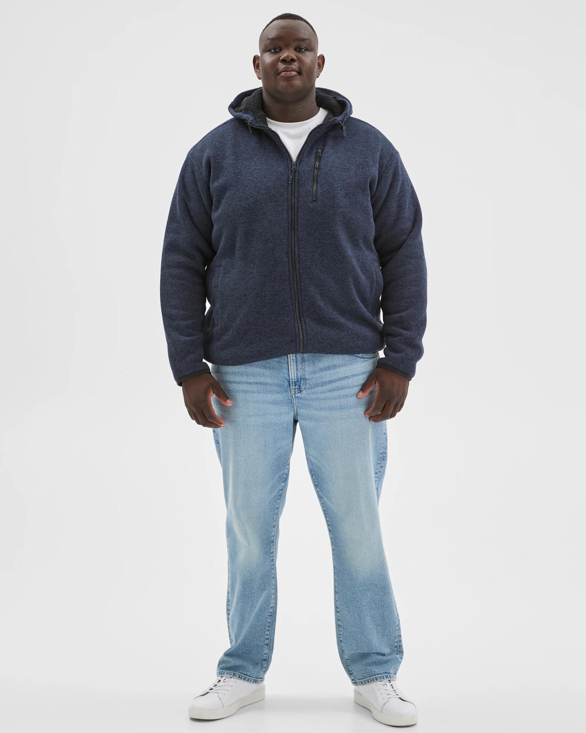 2 Target Man Plus Plus Size Teddy Zip Through Fleece Hooded Jumper NAVY, 2 of 7