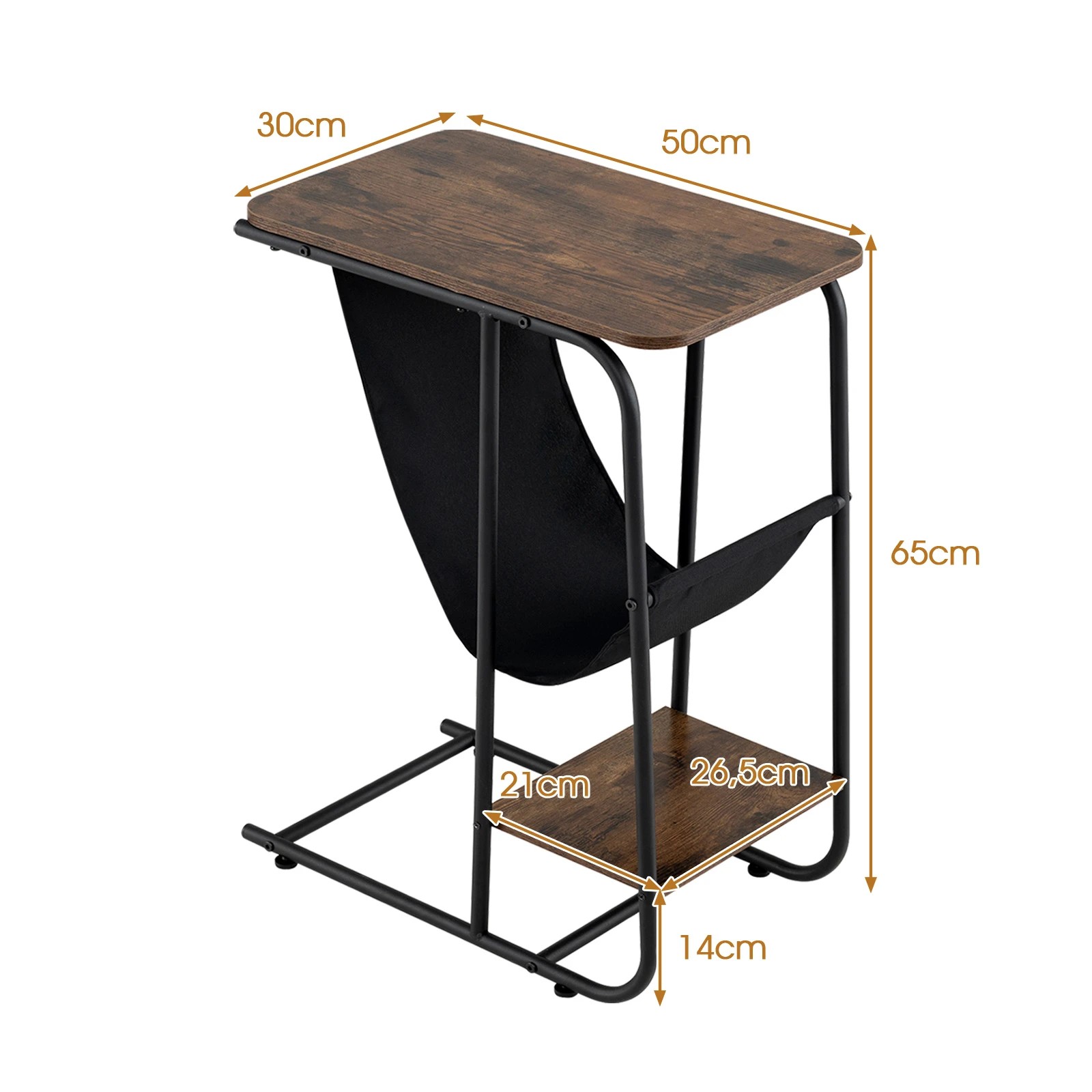 2 Costway C-Shaped End Table w/Canvas Book Holder Compact Side Table, 2 of 6