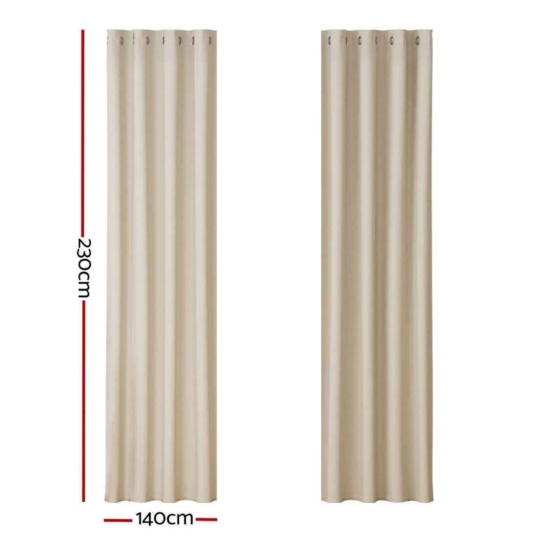2 Artiss 2X Blockout Curtains Eyelet 140x230cm - Beige, 2 of 6