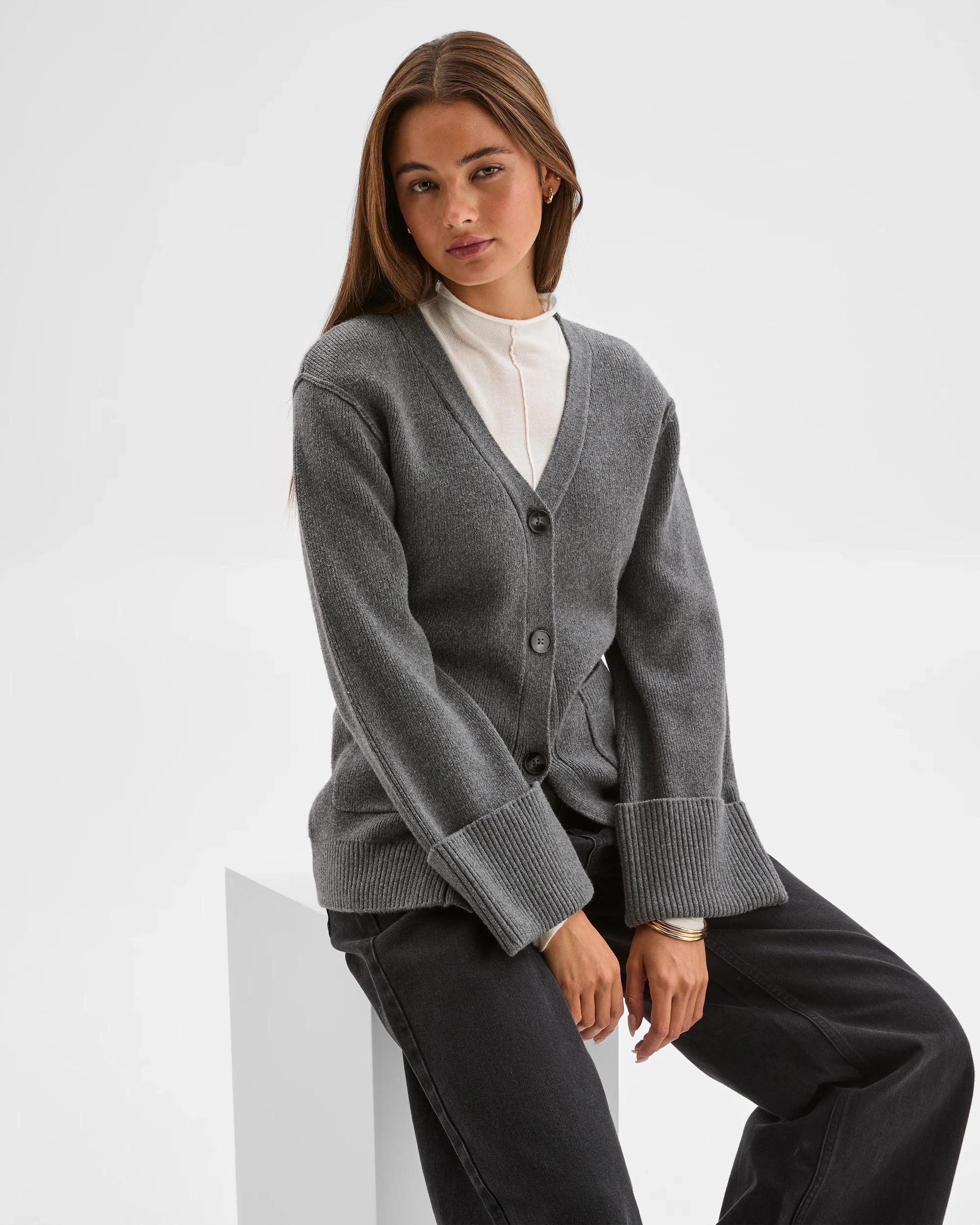 8 Lily Loves Australian Cotton Blend Longline Cardigan CHARCOAL, 8 of 8