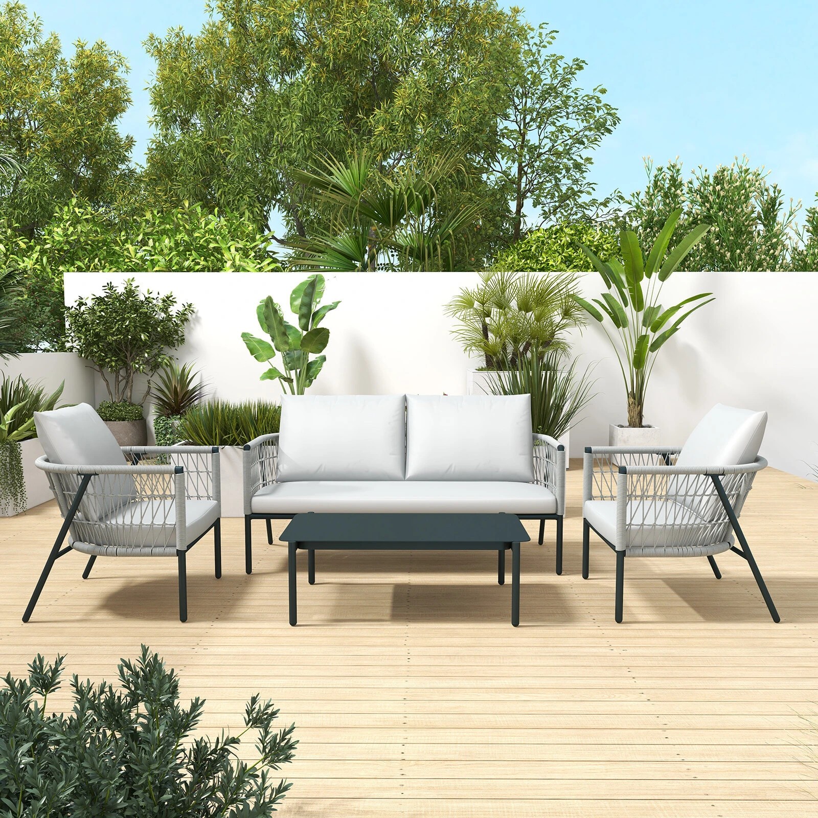 6 Arcadia Furniture 4 Piece Reims Ensemble Set Stylish Comfortable Durable Grey - Grey, 6 of 10