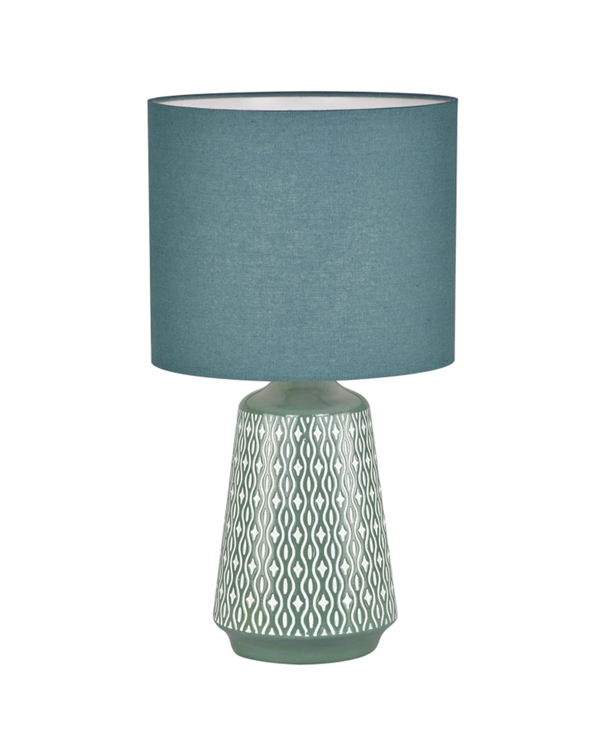1 Urban Style Inga Table Lamp Ceramic Base Fabric Shade Inline Switch - Green, 1 of 4