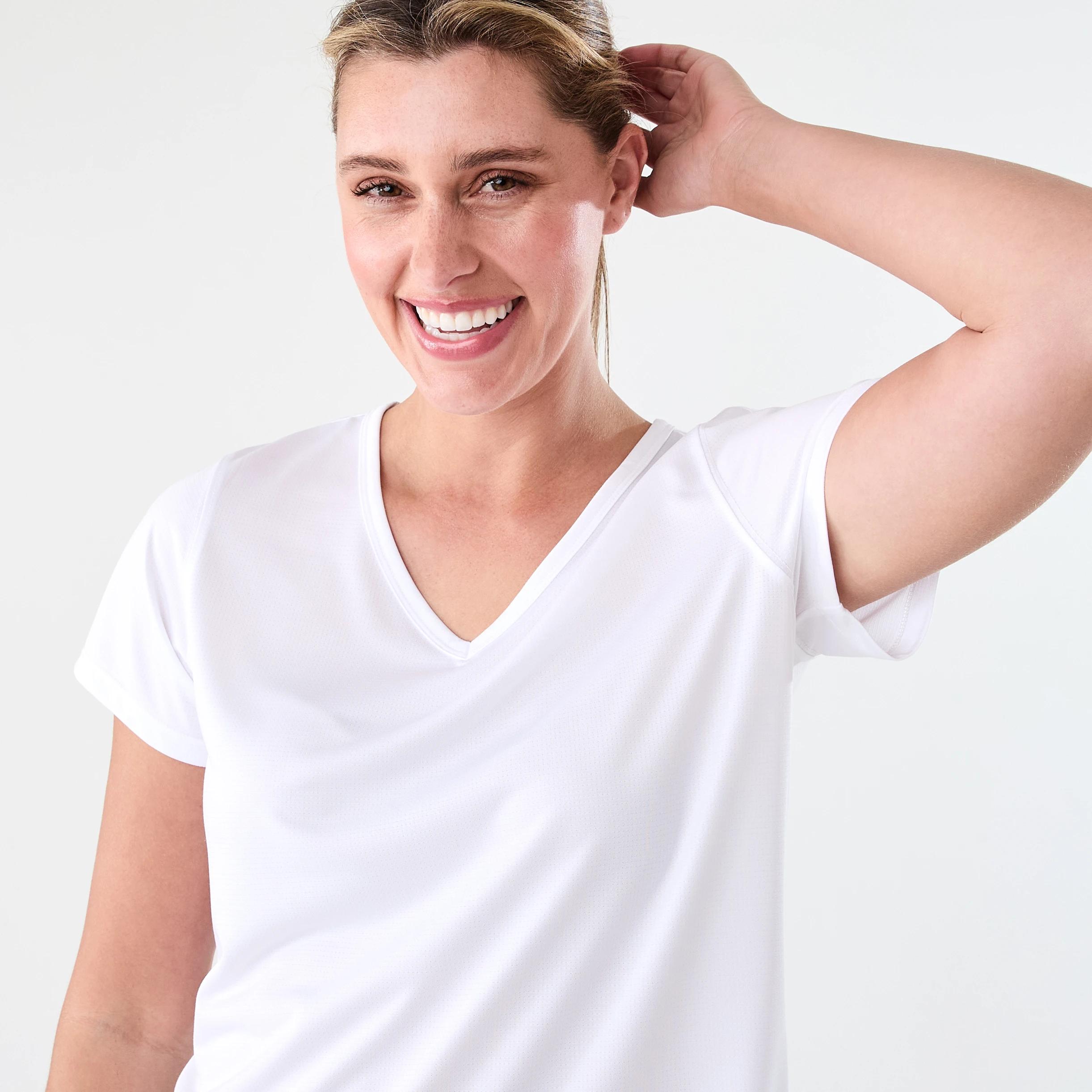 4 Active Womens Core V-Neck T-shirt WHITE, 4 of 5