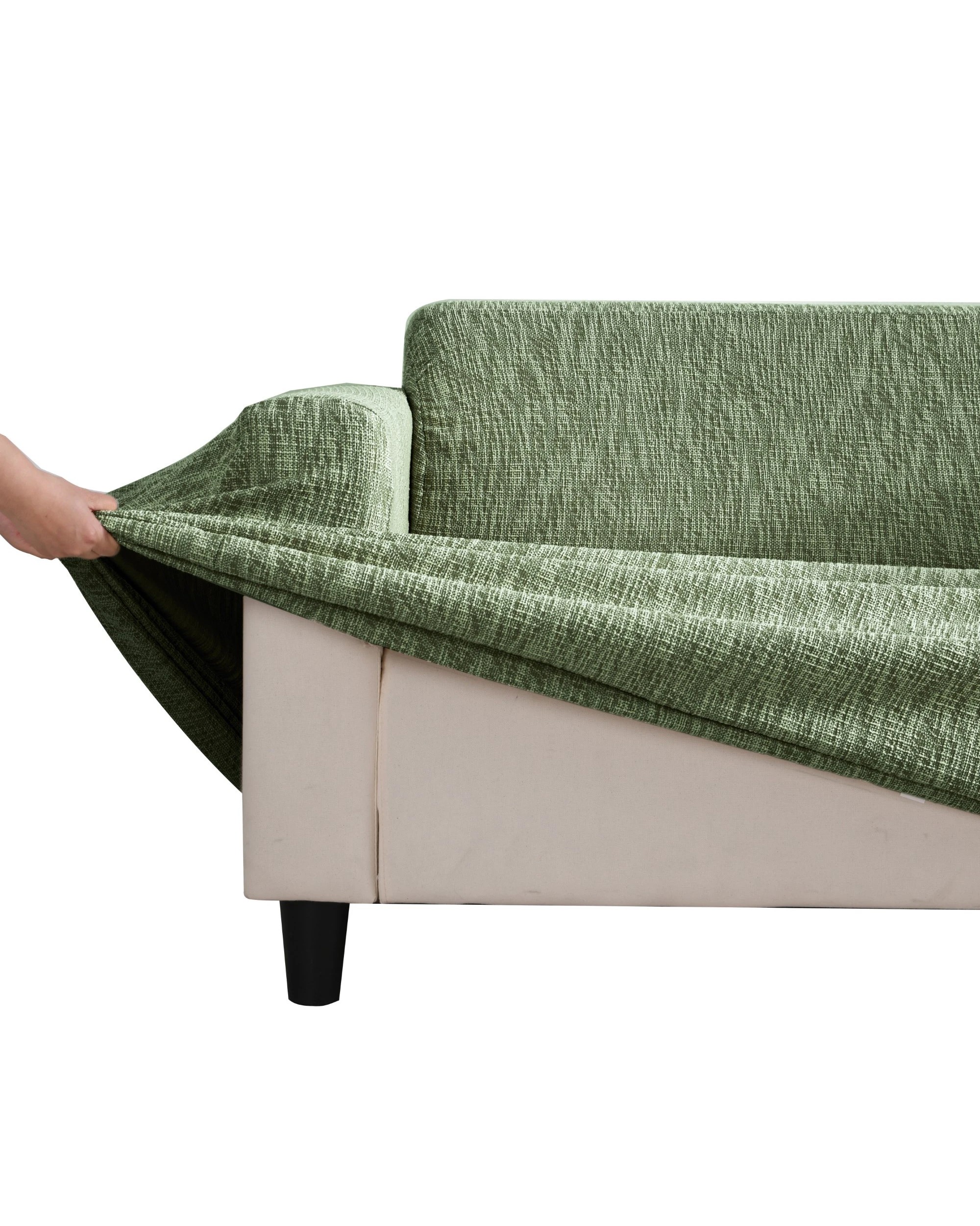 2 Sherwood Faux Linen Stretch Fit Couch Sofa Cover 2 Seater - Eden Green, 2 of 7