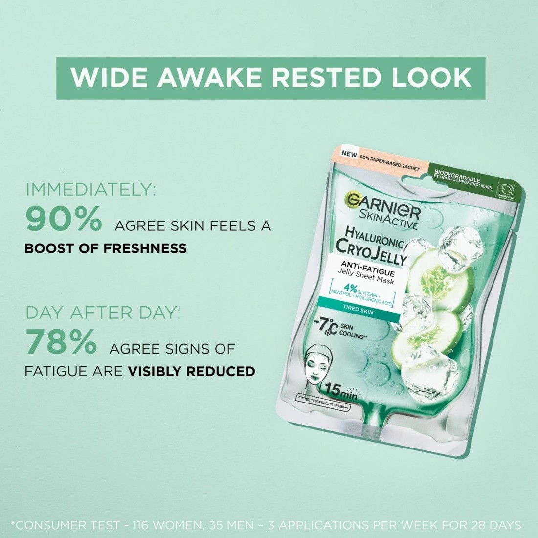 3 Garnier SkinActive Anti-Fatigue Jelly Sheet Mask 27g - Hyaluronic CryoJelly, 3 of 6