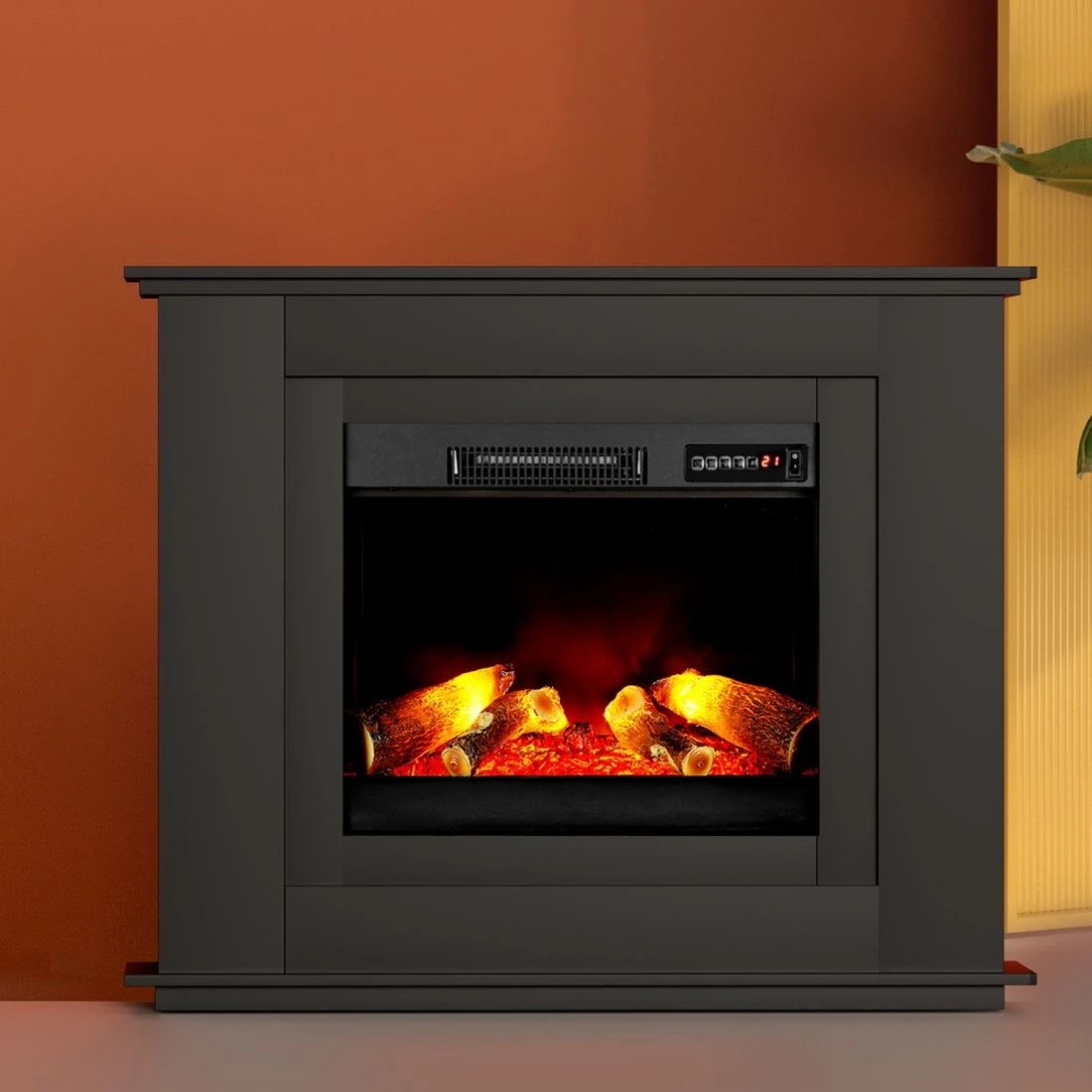 3 Devanti Electric Fireplace Fire Heater 2000W - Black, 3 of 7