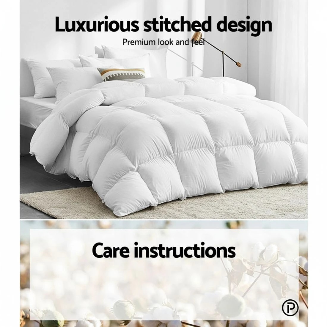 7 Giselle Bedding 500GSM Goose Down Feather Quilt Super King - White, 7 of 8