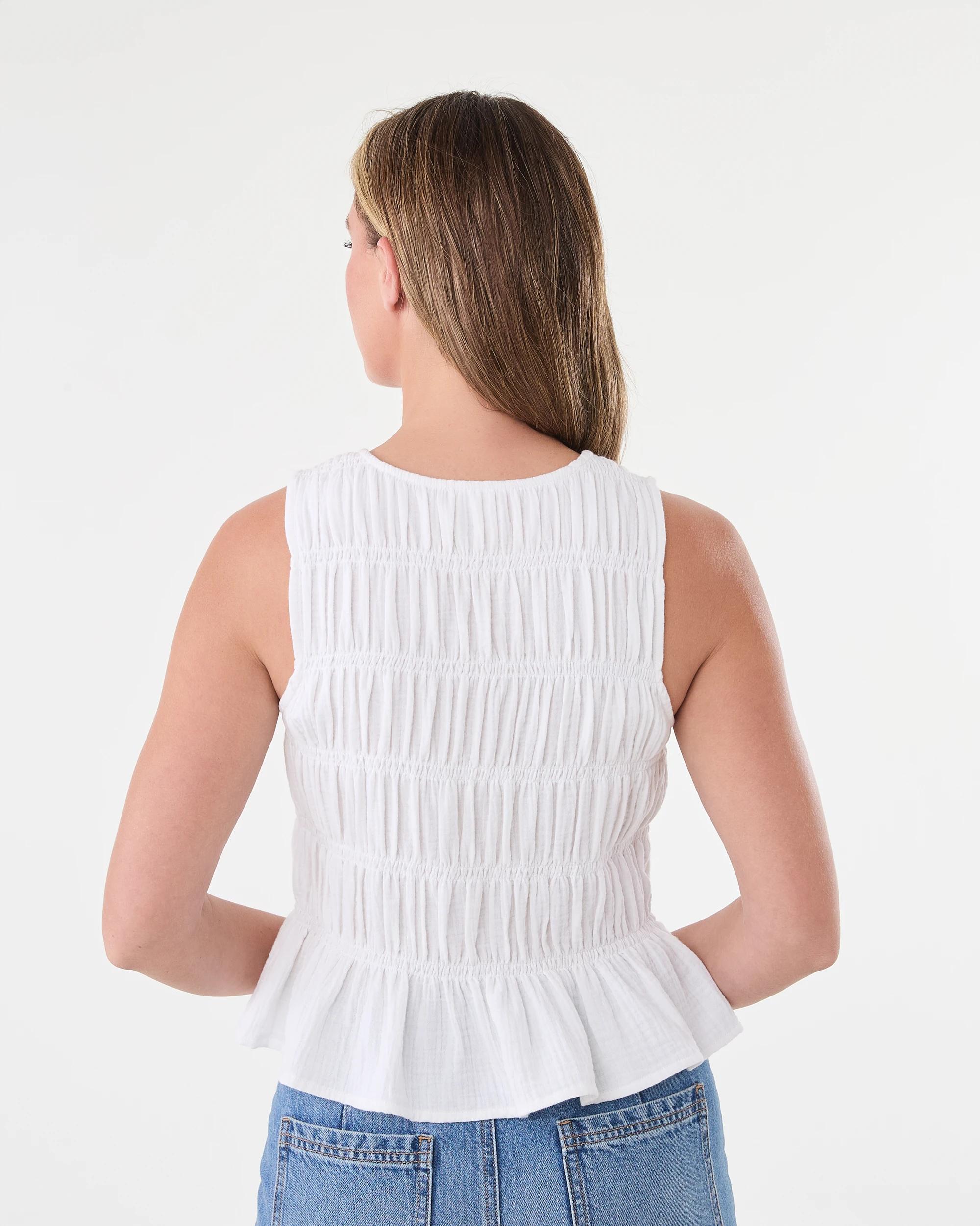 3 Sleeveless Multi Tie Front Top White, 3 of 7