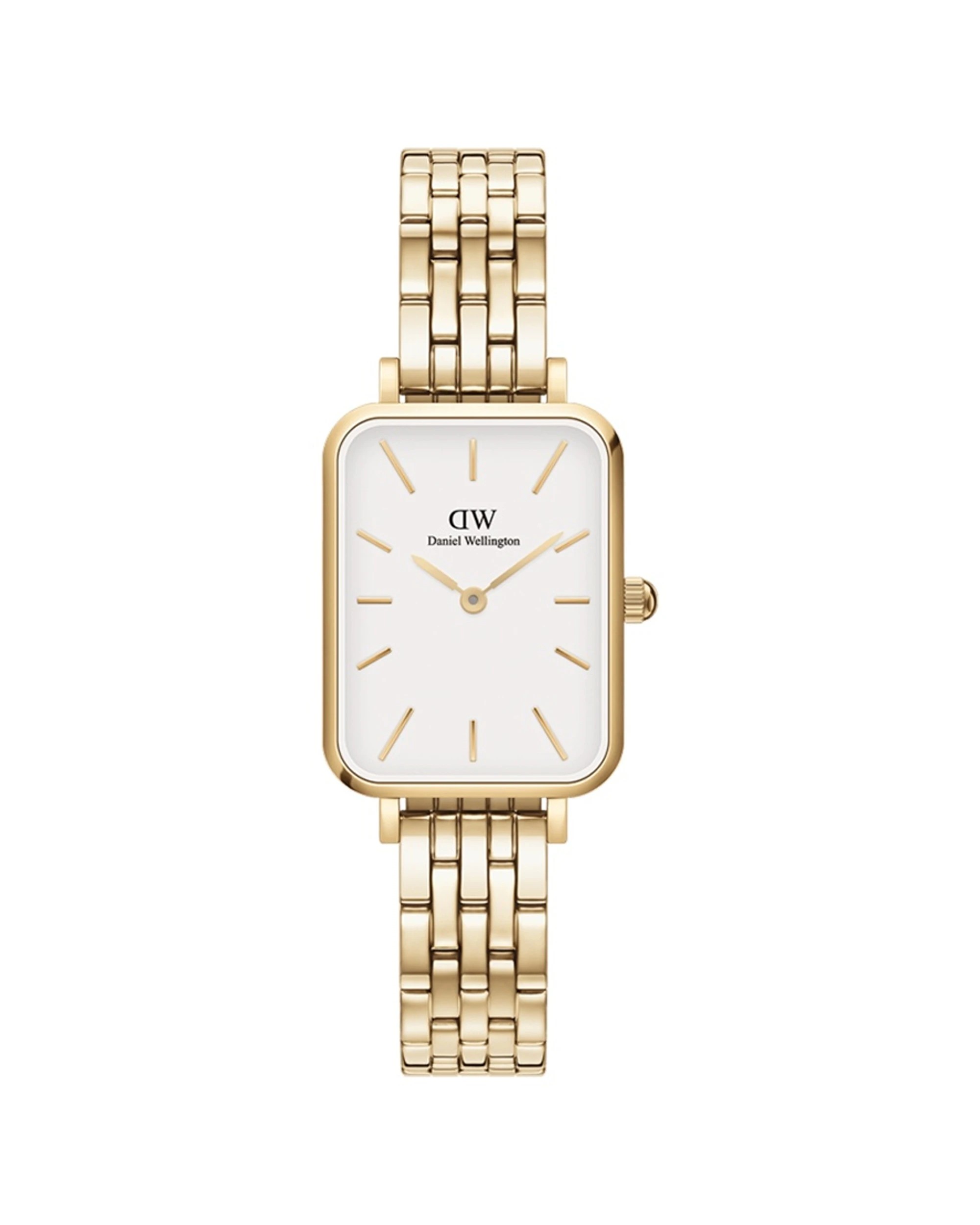 1 Daniel Wellington Quadro 20x26mm 5-Link Gold White Watch Elegant Design, 1 of 4