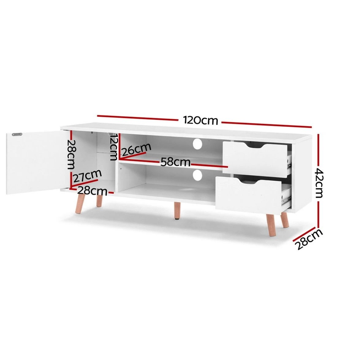 4 Artiss TV Cabinet Entertainment Unit 120cm - White, 4 of 8