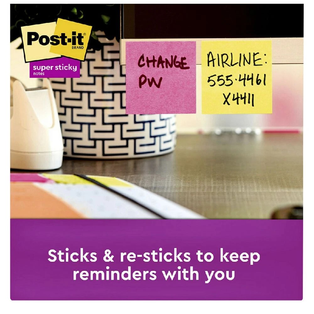 5 Post-it Super Sticky Notes 76 x 76mm Energy Boost 12 Pack, 5 of 10