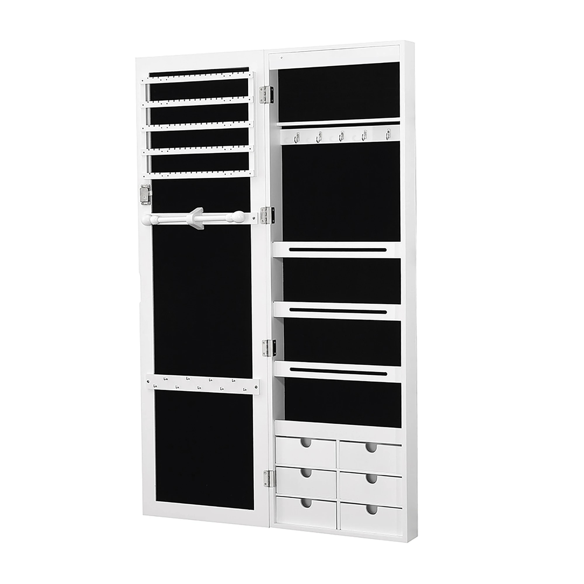 1 Levede Mirror Jewellery Cabinet Led - White, 1 of 6