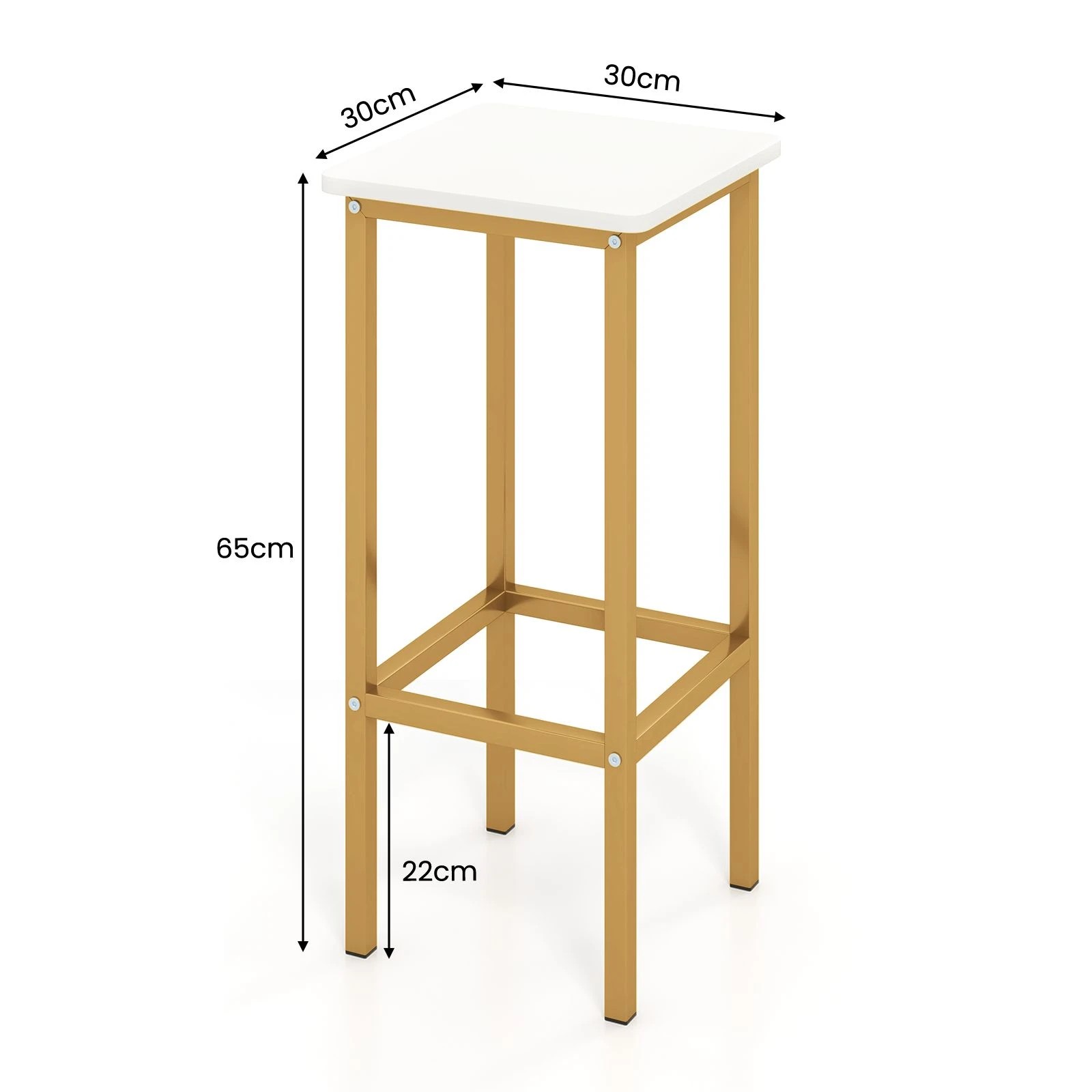 4 Costway 65cm Square Bar Stool Set 4x Breakfast Barstool Kitchen Island Counter Dining Chair - White, 4 of 4