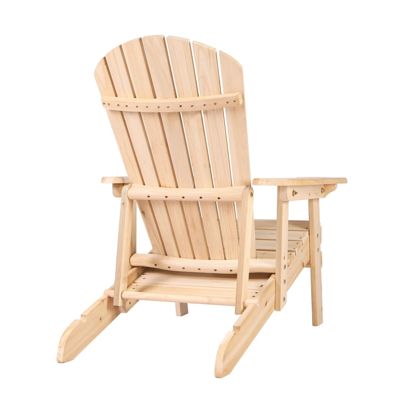 4 Alfordson 2x Outdoor Chairs Wooden Adirondack w/ Ottoman Patio Beach Garden - Natural, 4 of 10