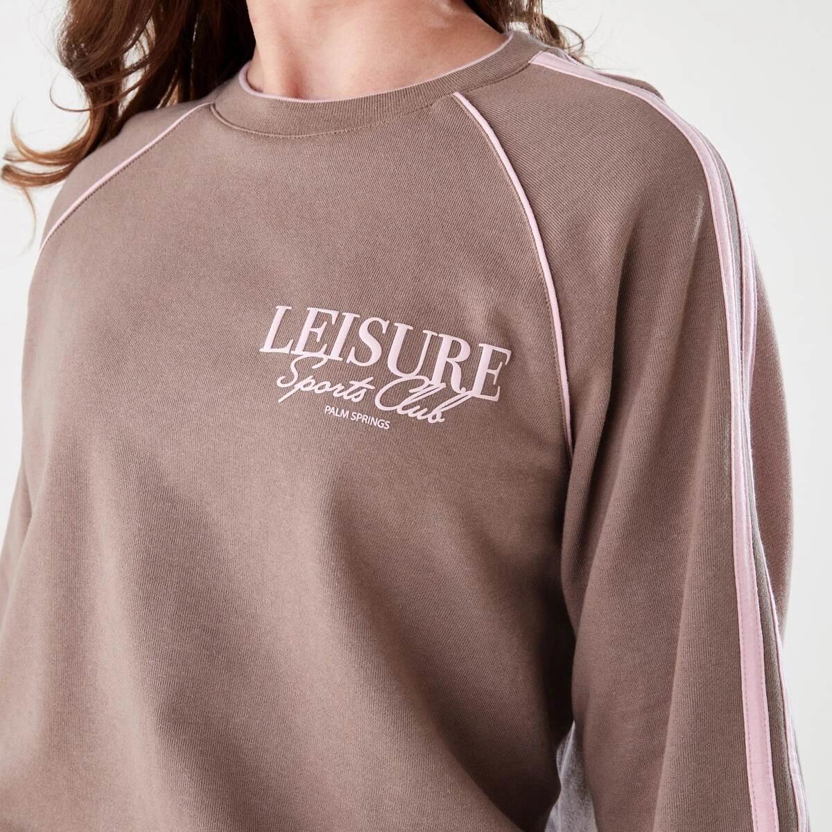 4 French Terry Crew Sweatshirt LEISURE PALM SPRINGS BROWN, 4 of 9