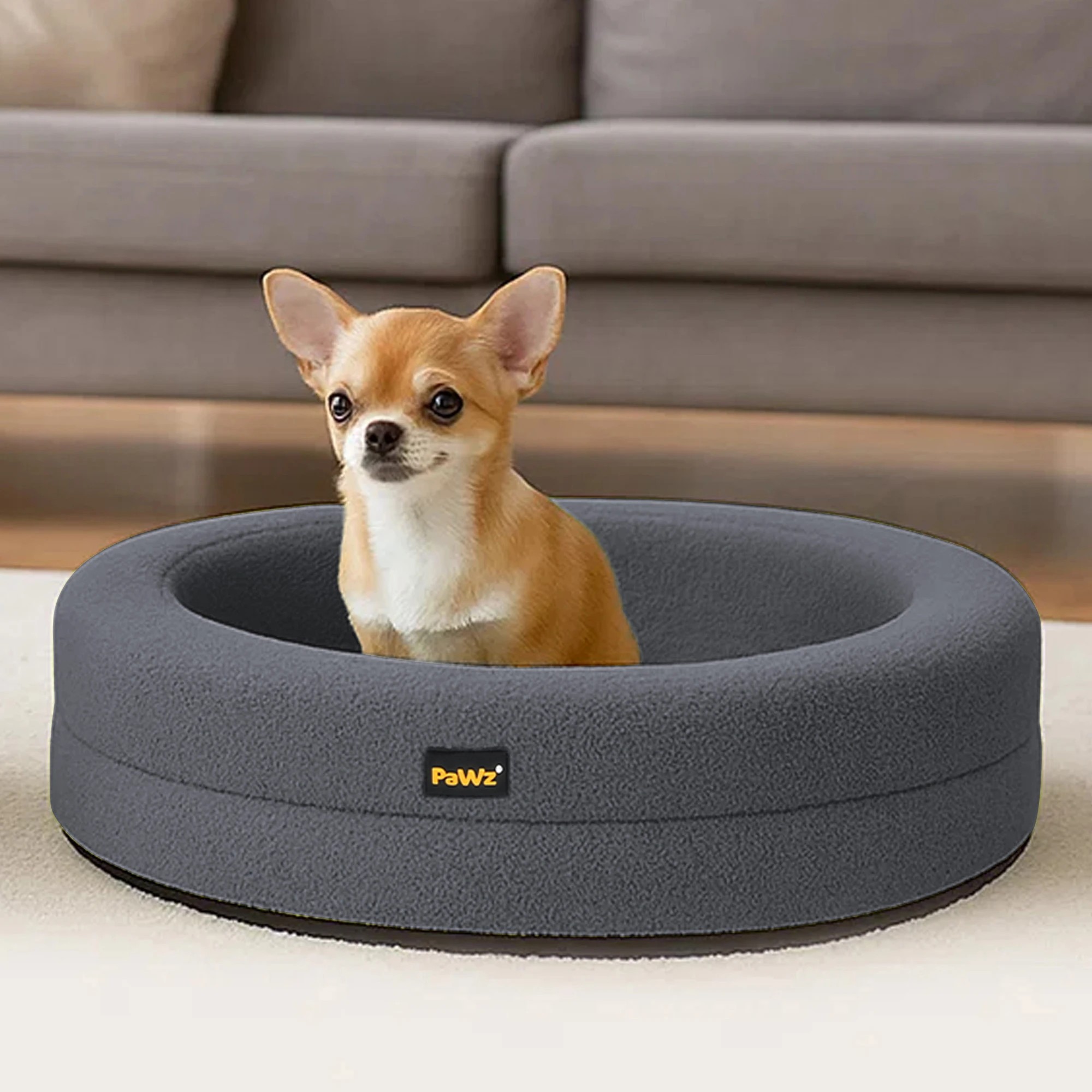 8 Pawz Washable Round Pet Bed  M - Grey, 8 of 9