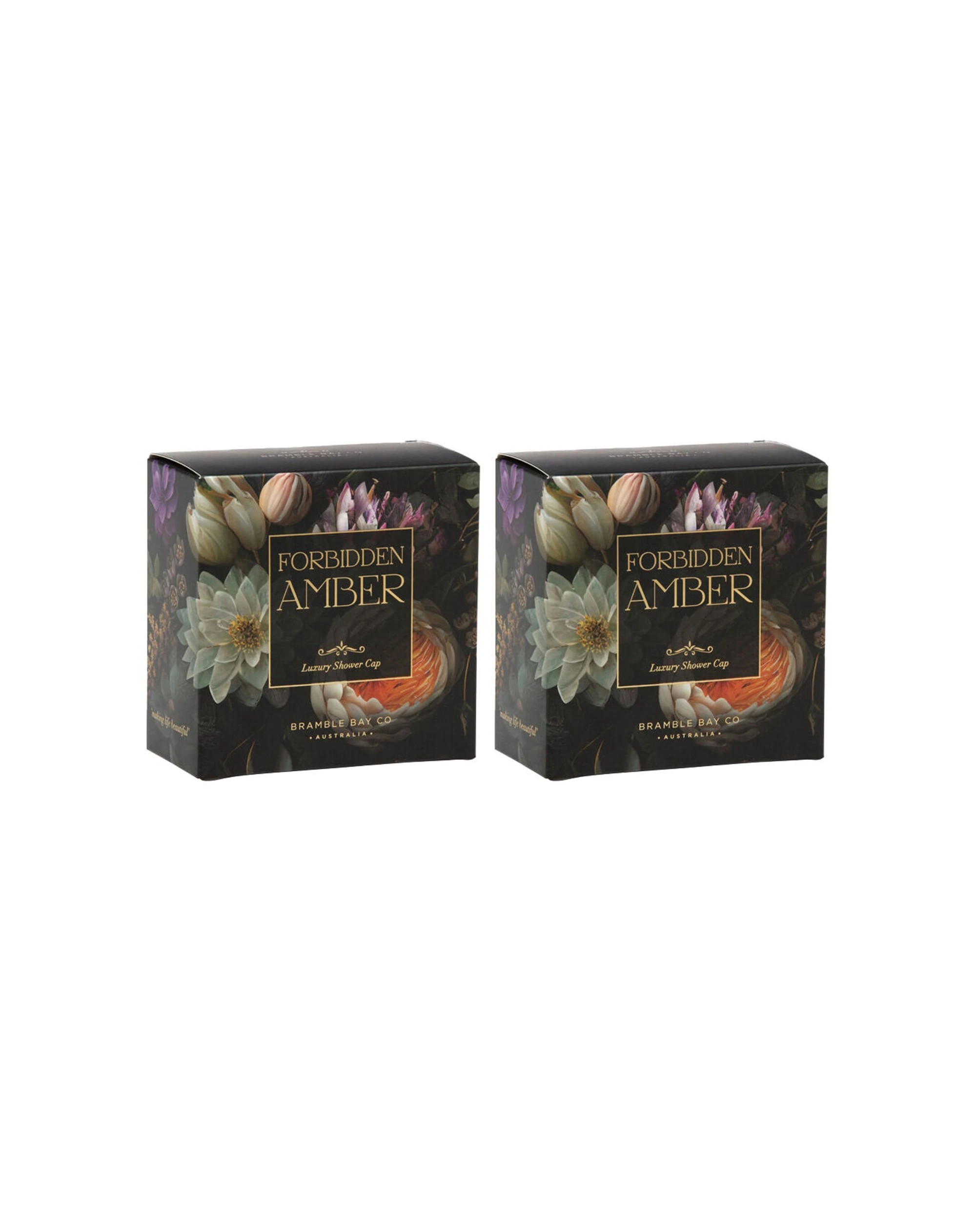 1 Bramble Bay 2PK Vintage Floriade Forbidden Amber Shower Cap Reusable - Multi, 1 of 3