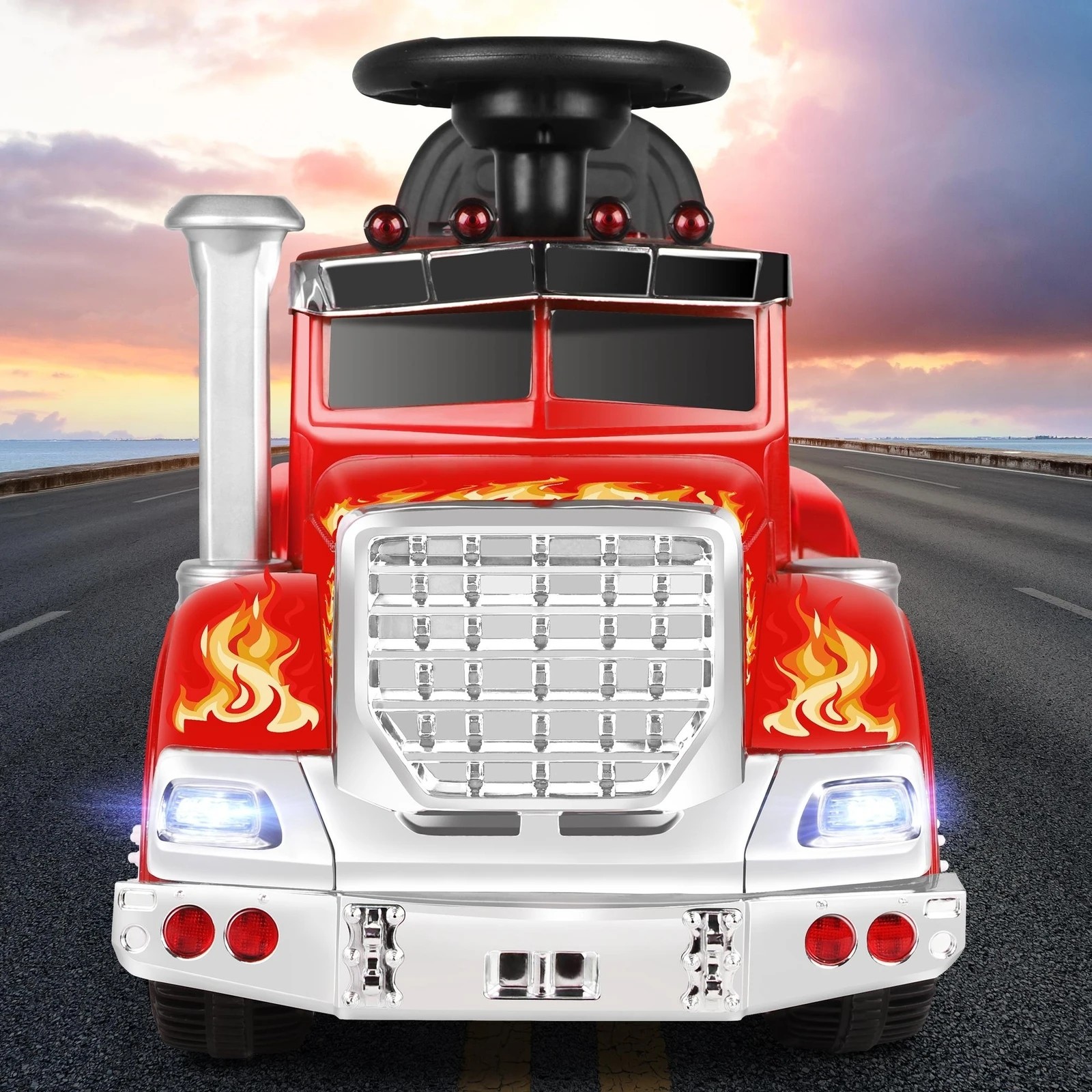 2 Alfordson Kids Ride On Car Electric Toy Truck 25W Motor w/ LED Lights - Red, 2 of 10