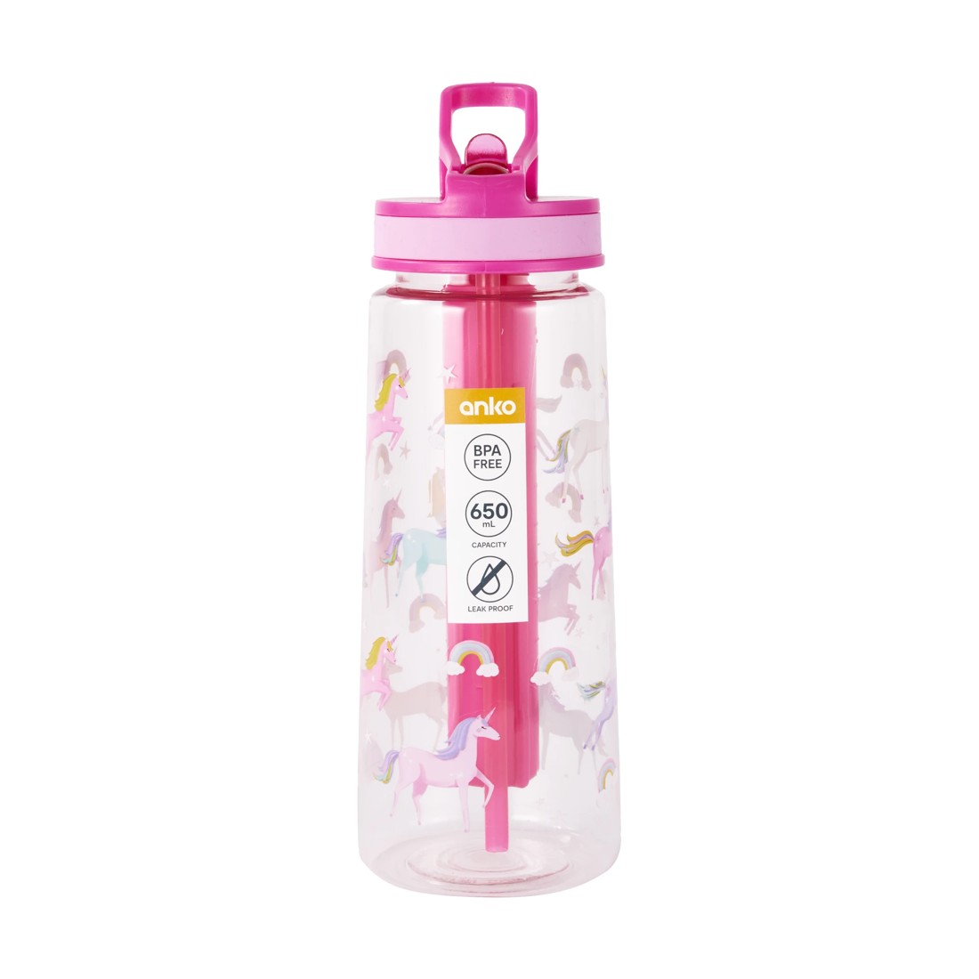 8 650ml Pink Unicorn Flared Drink Bottle, 8 of 8