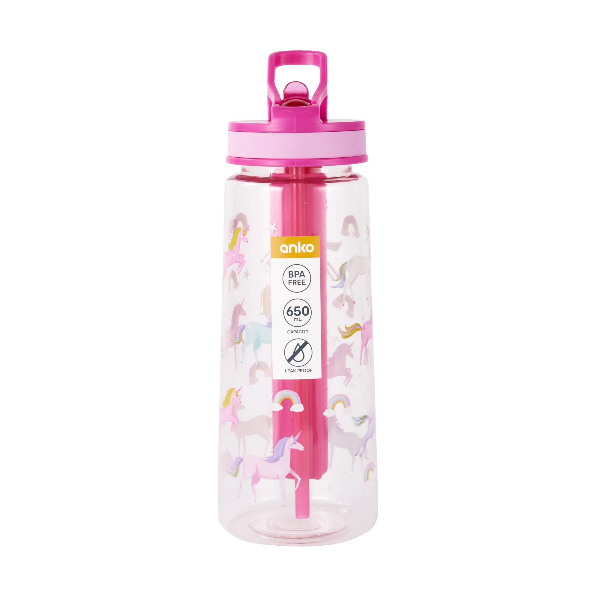 8 650ml Pink Unicorn Flared Drink Bottle, 8 of 8