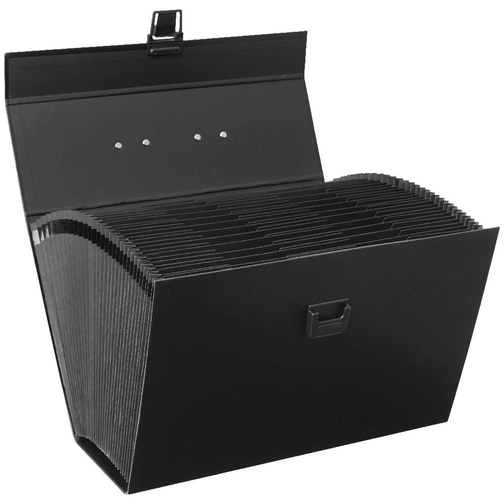 2 J.Burrows Foolscap Extension File 31 Pocket Black, 2 of 3