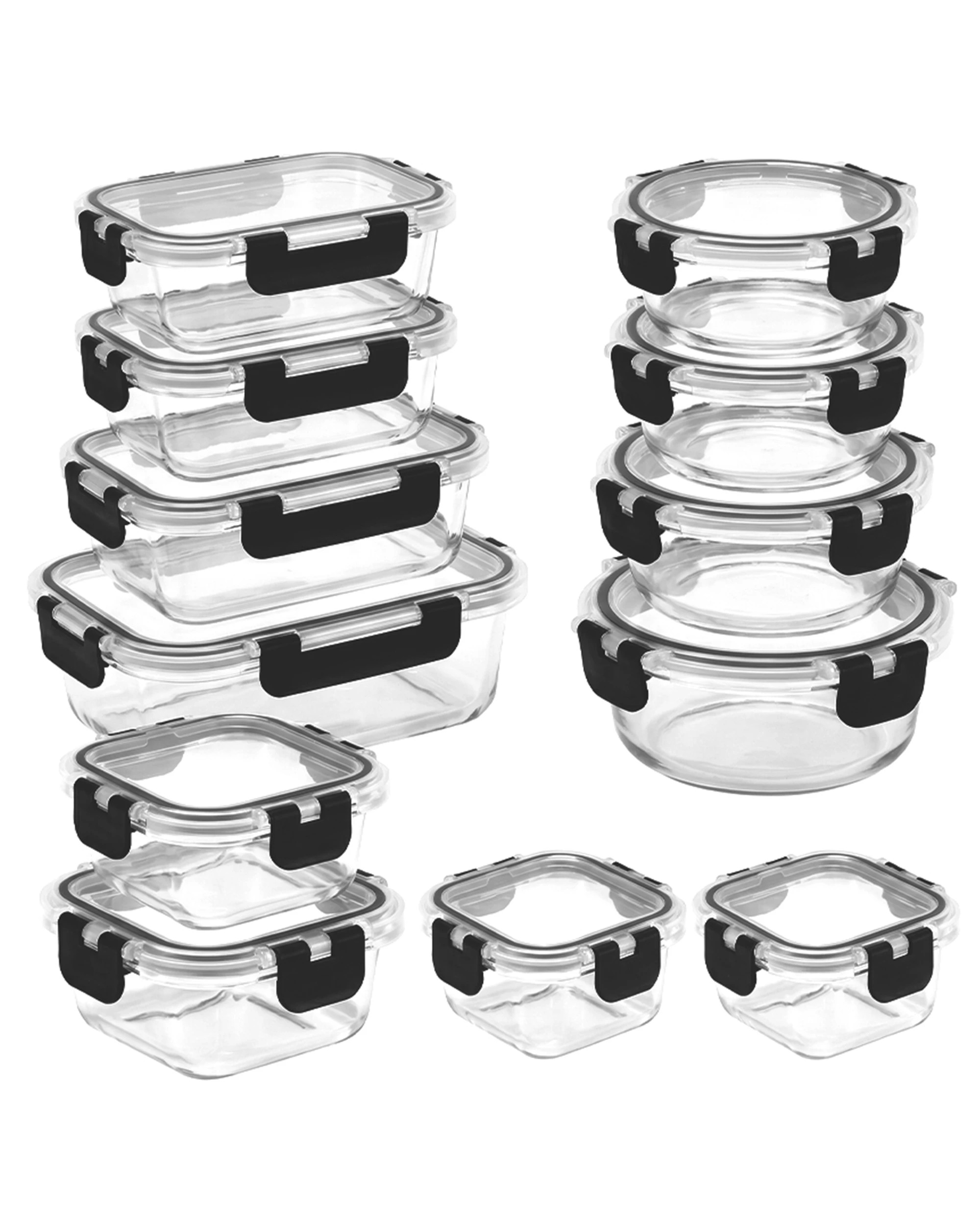 1 ZUNI Glass Food Container with Lid 12 Packs Airtight Meal Pre Storage, 1 of 8