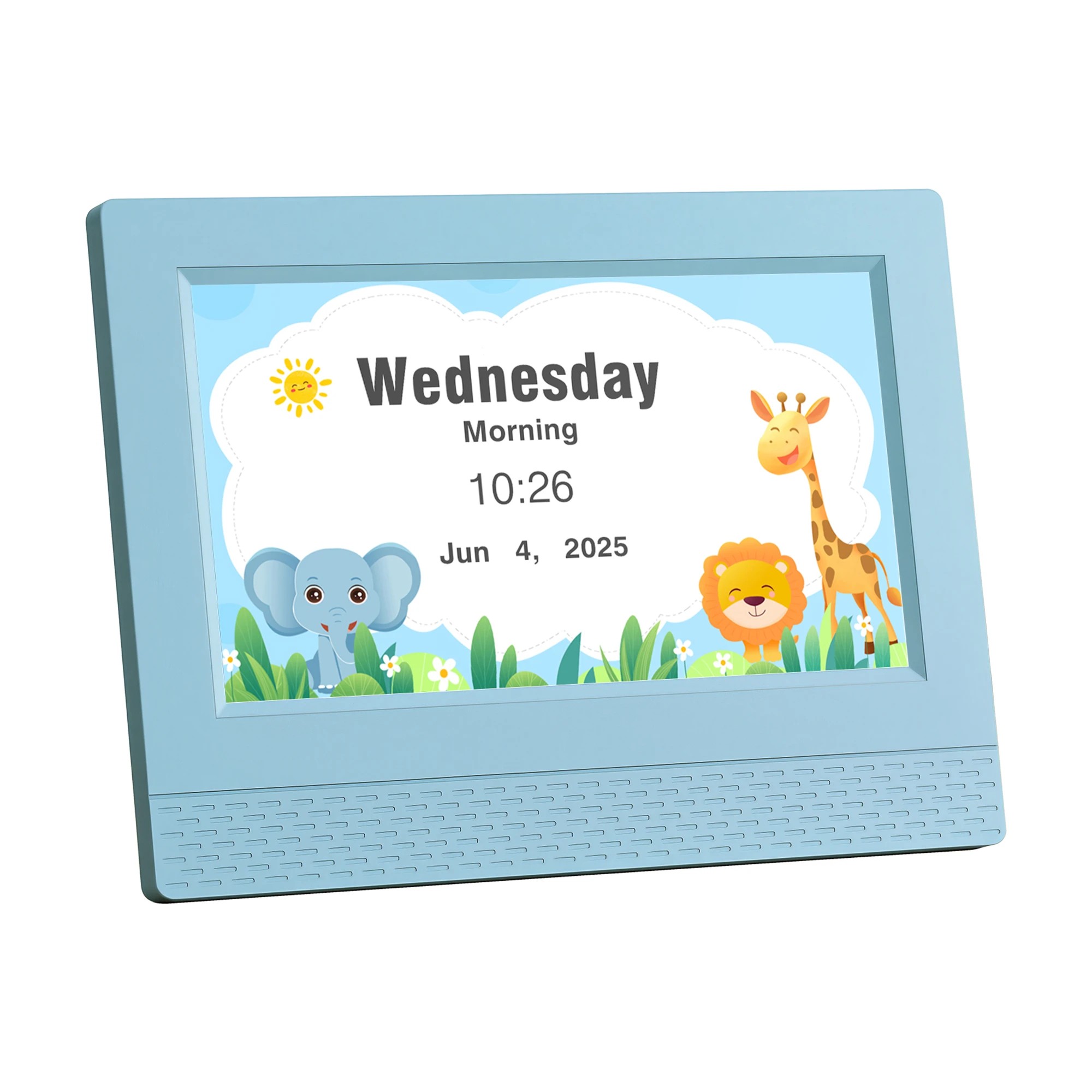 1 Artiss 7" Digital Day Clock Calendar Alarm LCD Children Sleep Trainer Clocks - Blue, 1 of 9
