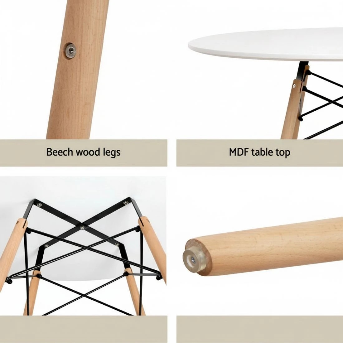 5 1 Artiss Dining Table and 2 Chairs Set DSW 90cm - Multi, 5 of 6