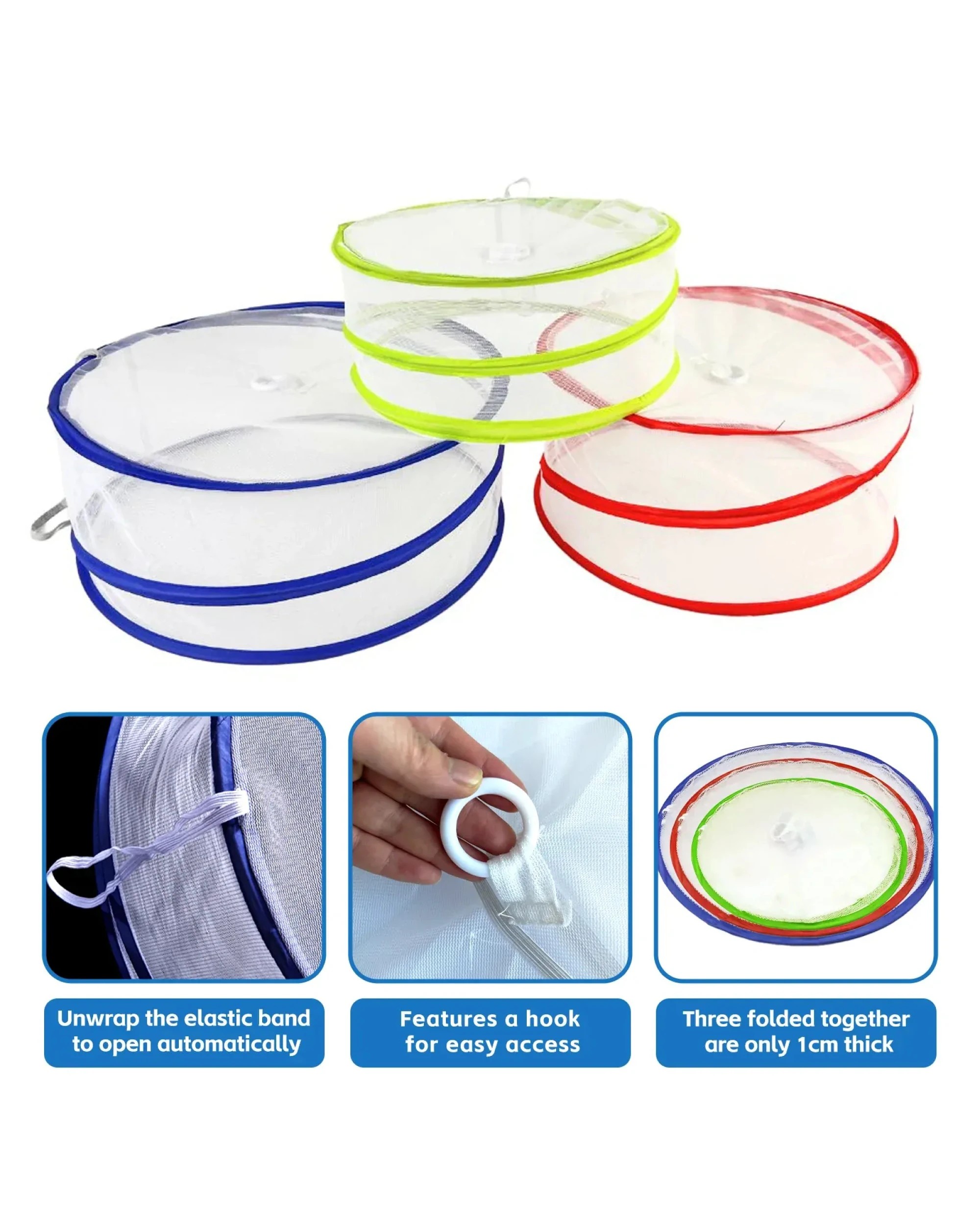 9 BR Home 3pcs POP UP FOOD COVERS Camping Picnic BBQ Kitchen Insect Protectors Food Net, 9 of 10