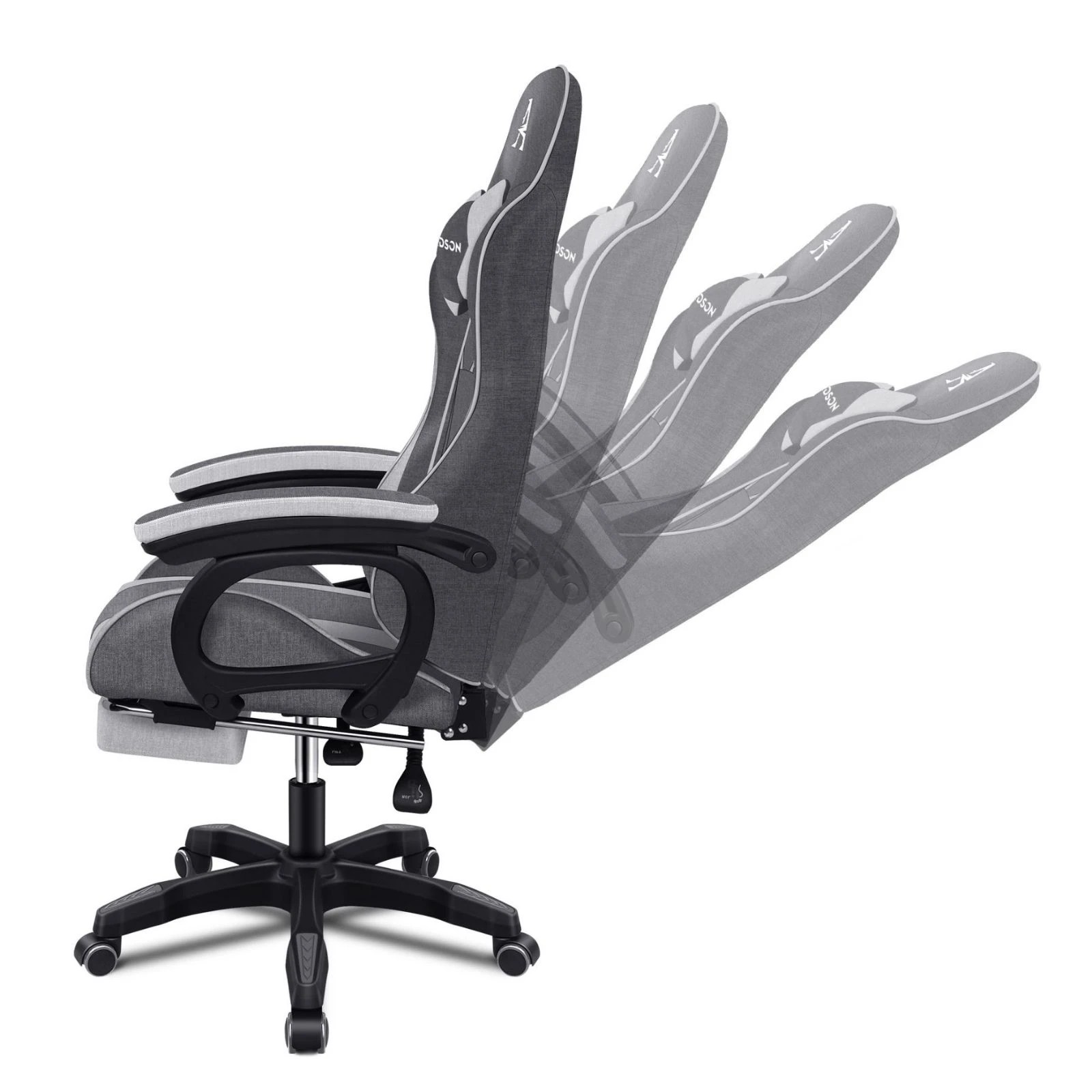 5 Alfordson Gaming Chair Office Massage Computer Fabric Seat Racing - Grey, 5 of 10