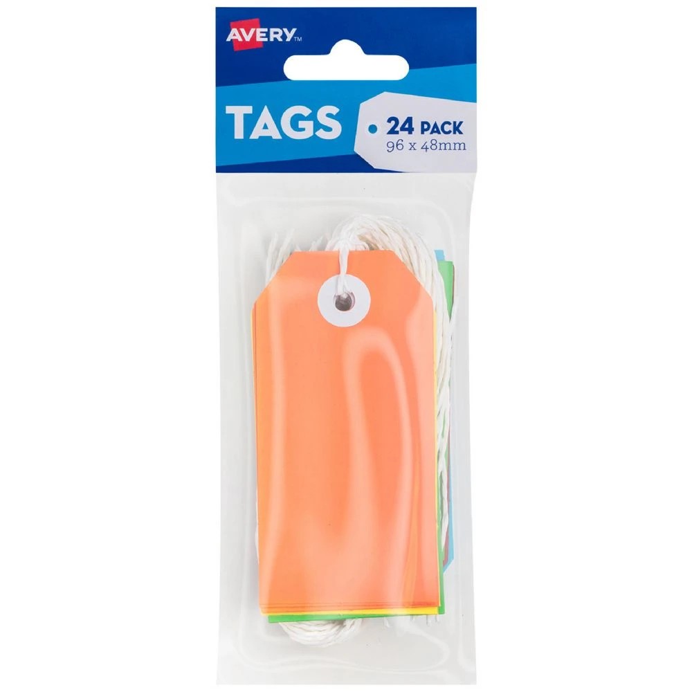 1 Avery Bright Label Tags Multi-Colour 96 x 48mm 24 Pack, 1 of 2