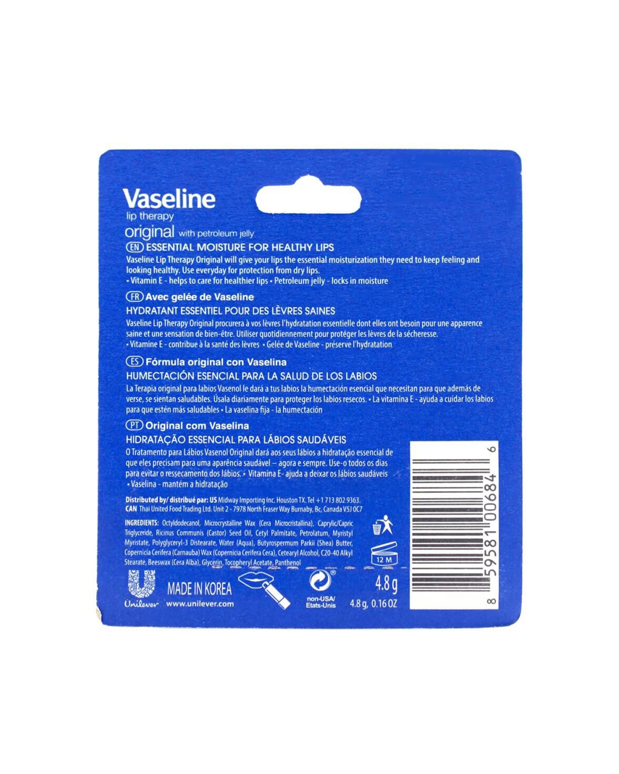3 Vaseline 6PK 4.8g Lip Therapy Original With Petroleum Jelly - Blue, 3 of 3