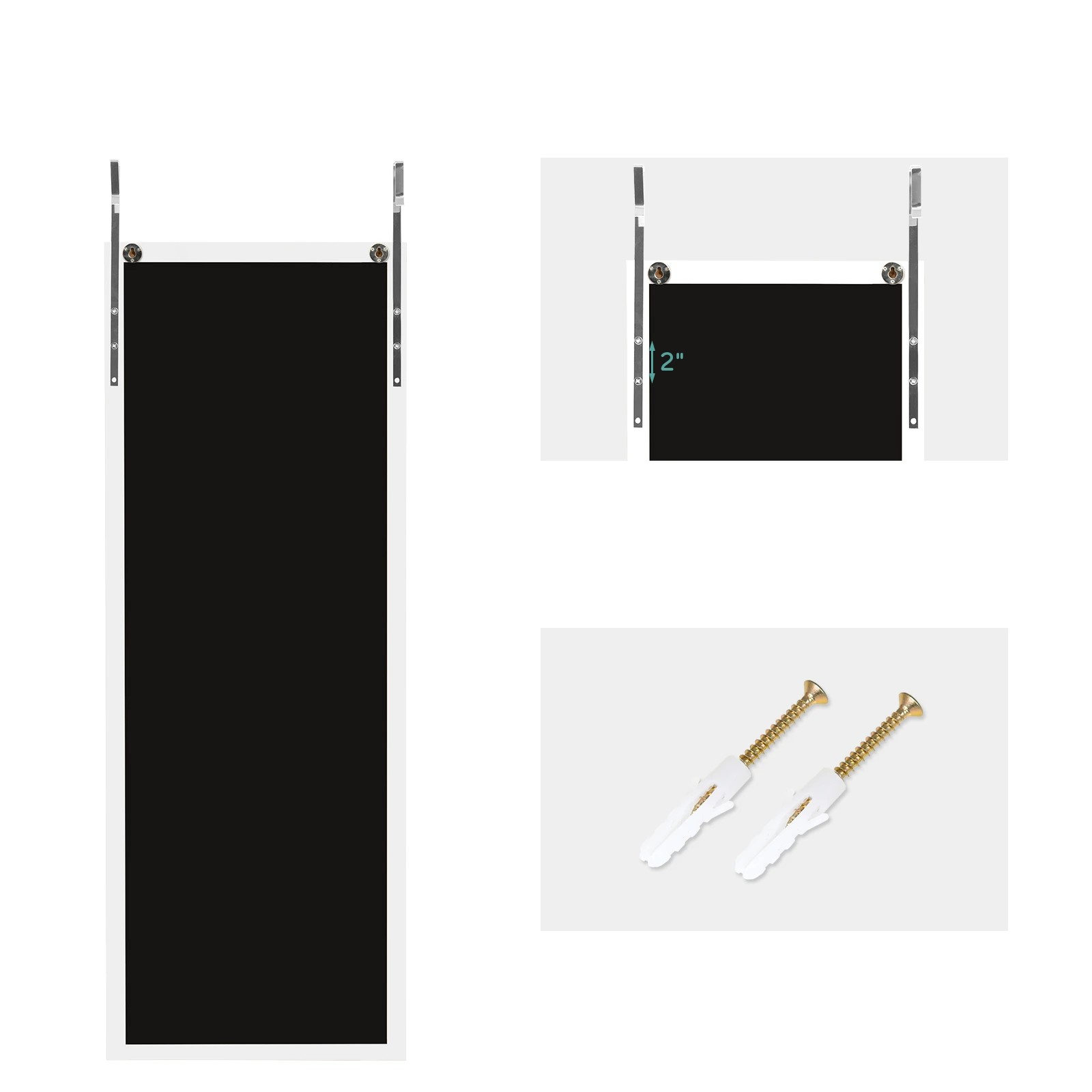 3 Costway 120 x 37cm Wall Door Mounted Full-Length Dressing Mirror - White, 3 of 5