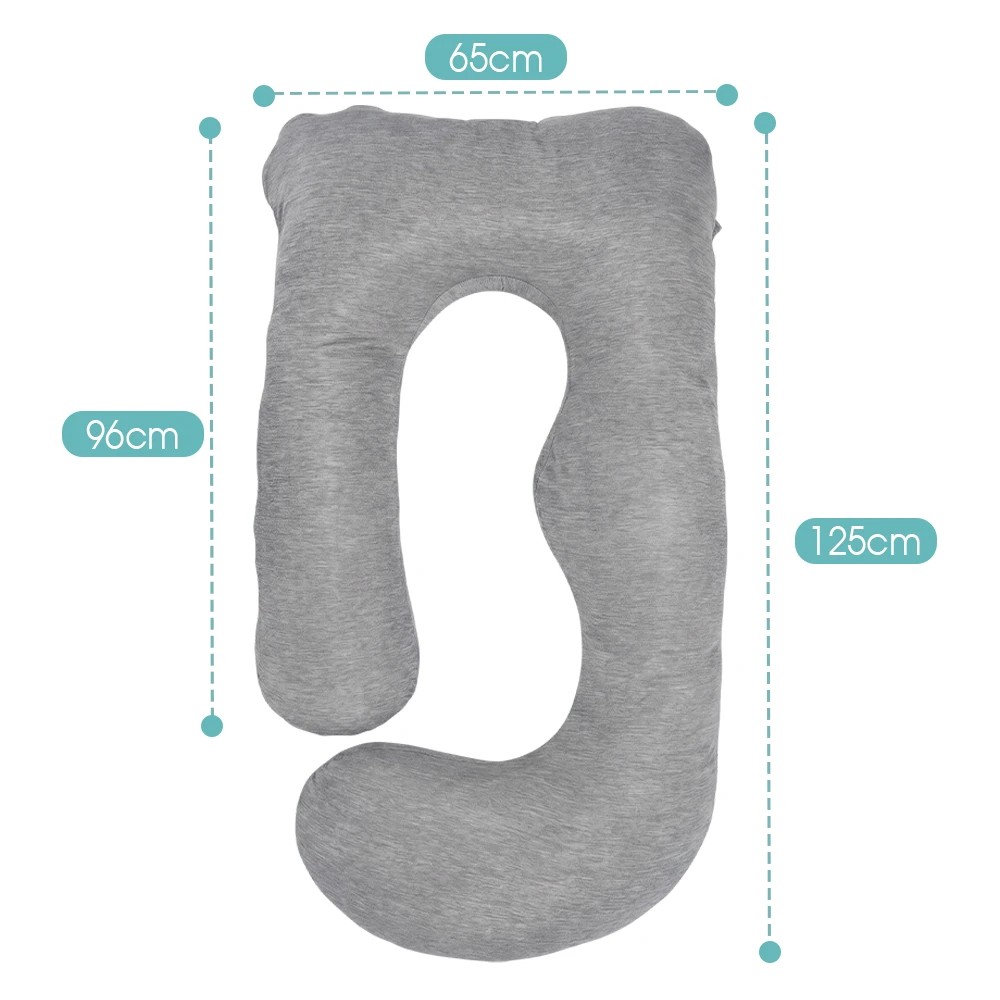 2 PlayPals Cooling Pregnancy Pillow U-shaped Maternity Sleeping Body Support - Grey, 2 of 3