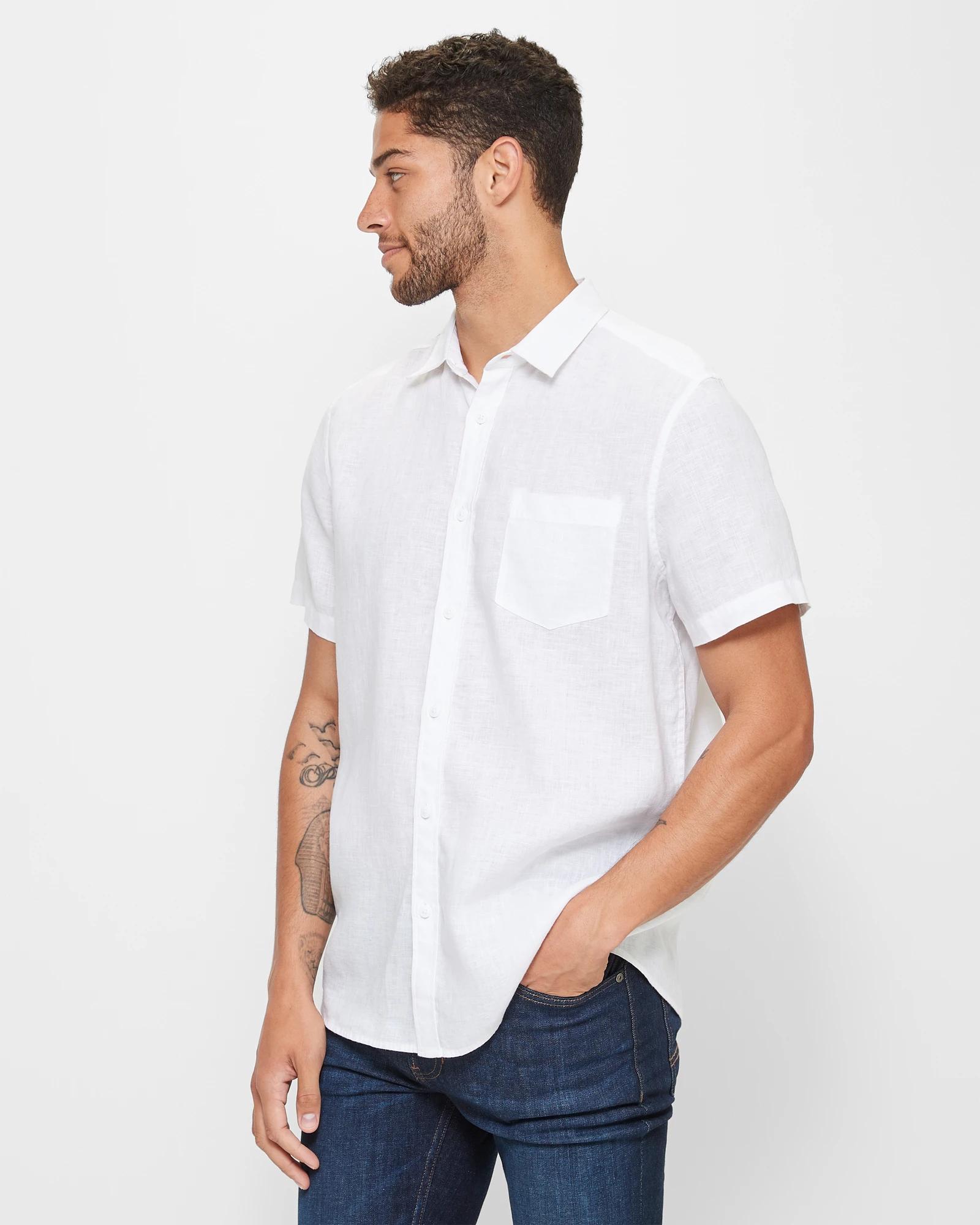 3 Target European Linen Shirt WHITE, 3 of 5