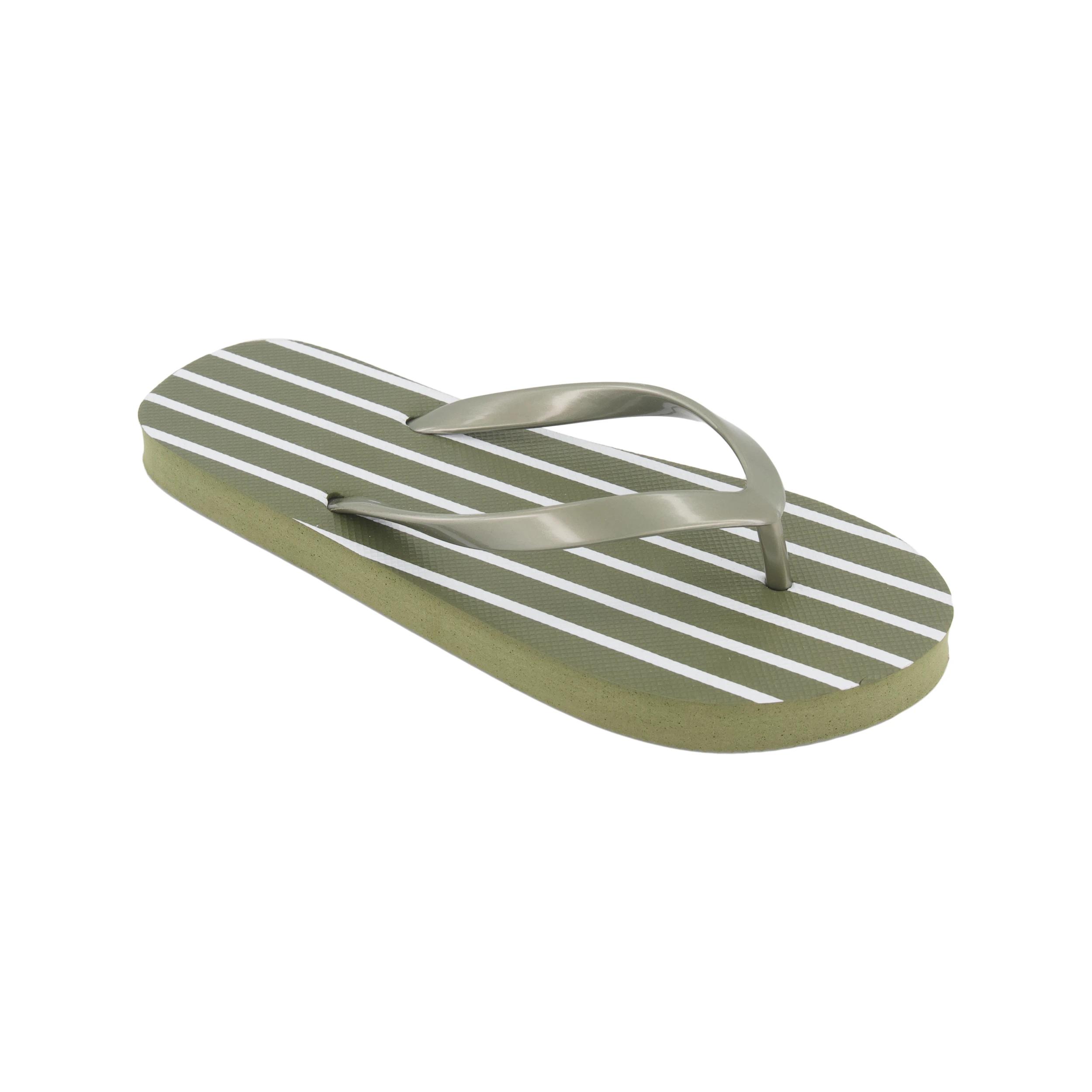 1 Printed Recycled Beach Thongs Strp Olive, 1 of 3