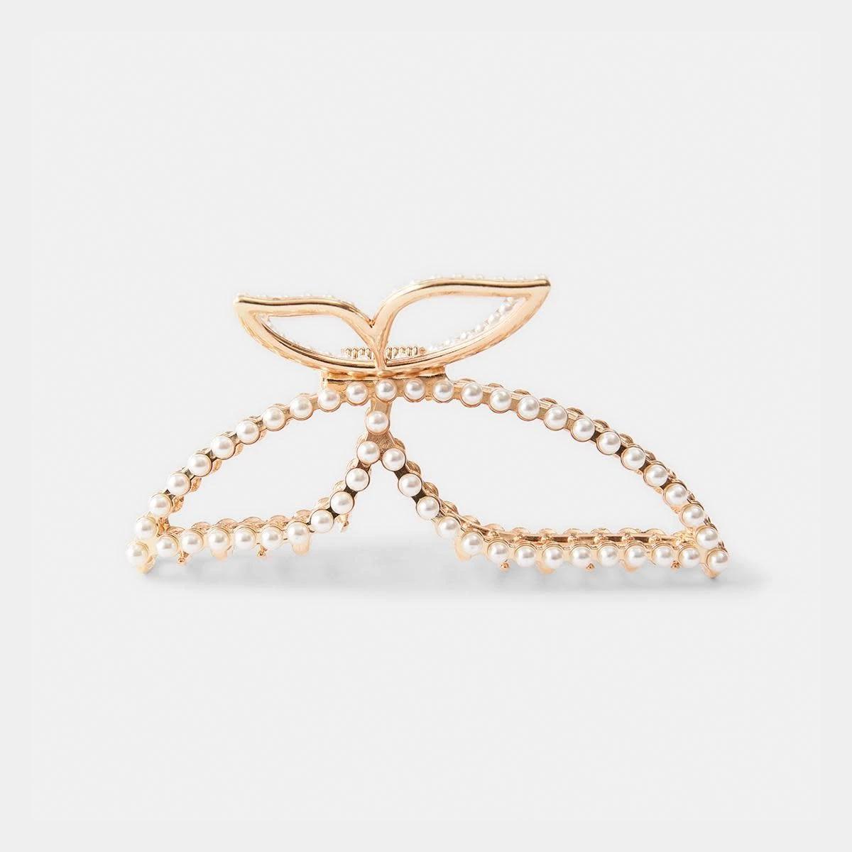 1 Faux Pearl Butterfly Claw Hair Clip Pearl, 1 of 4