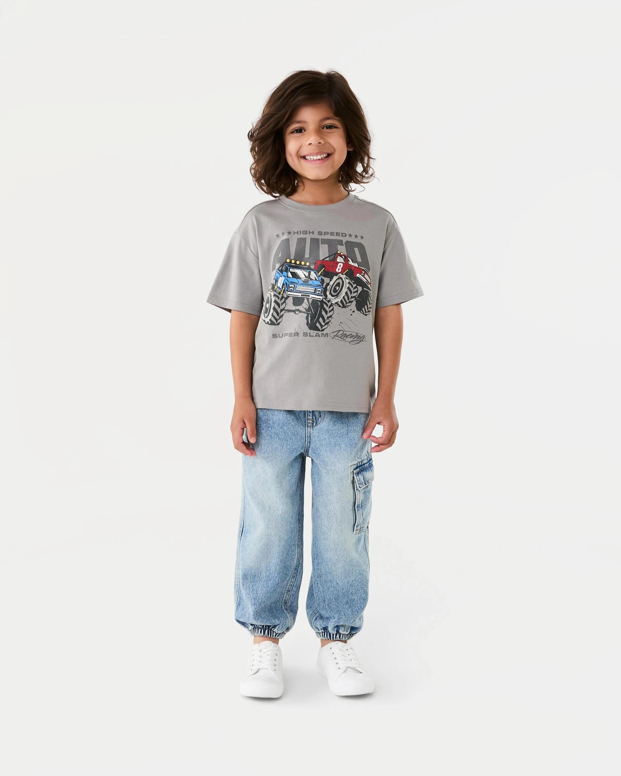 6 Chest Print T-shirt Gry Truck, 6 of 7