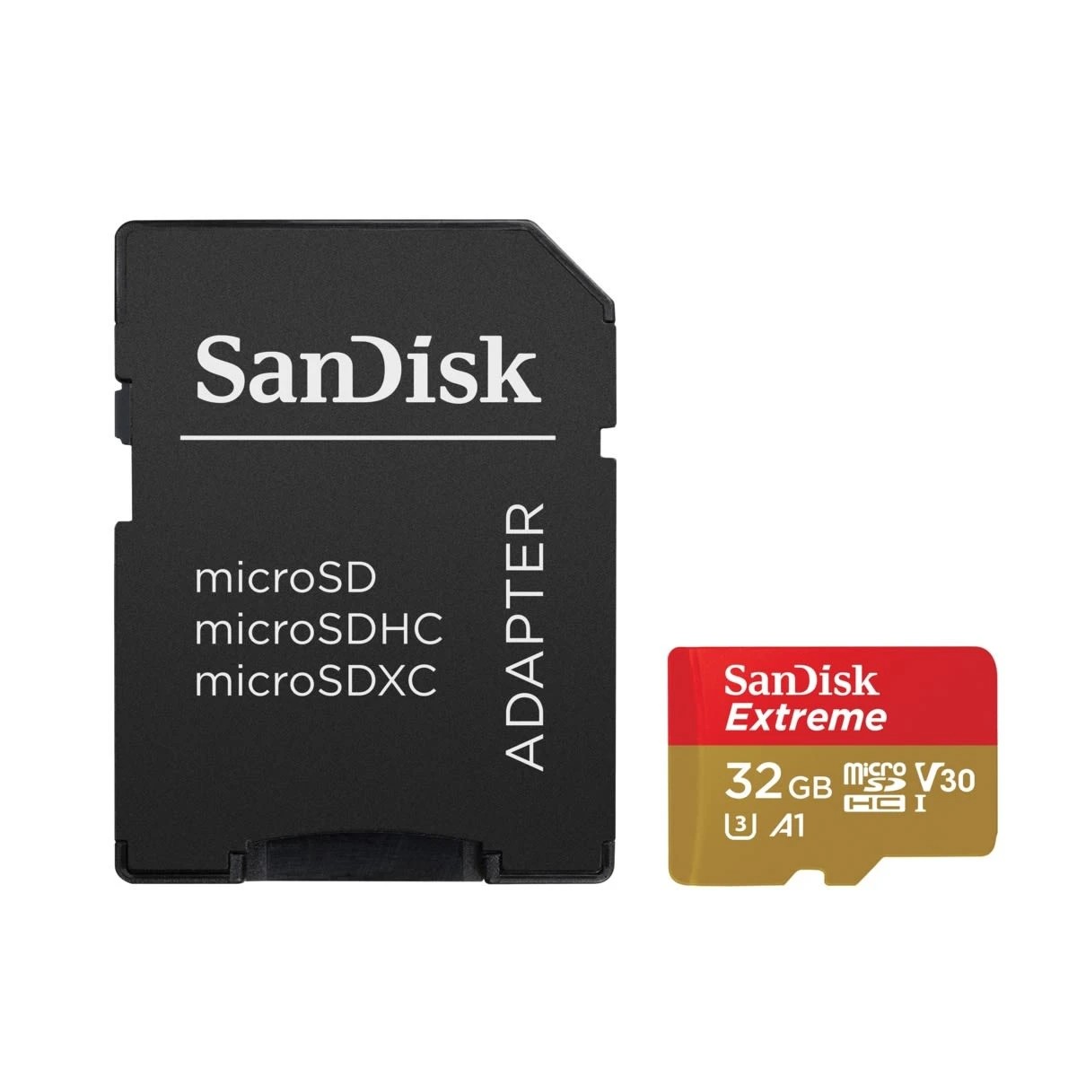 1 SanDisk Extreme MicroSD with MicroSDHC and MicroSDXC Adapter SQXAF - 32GB