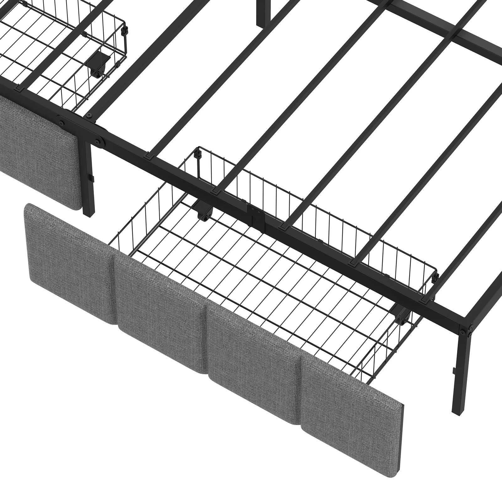 6 Advwin Double Corner Bed Frame with Charging Station and LED Light - Grey, 6 of 10