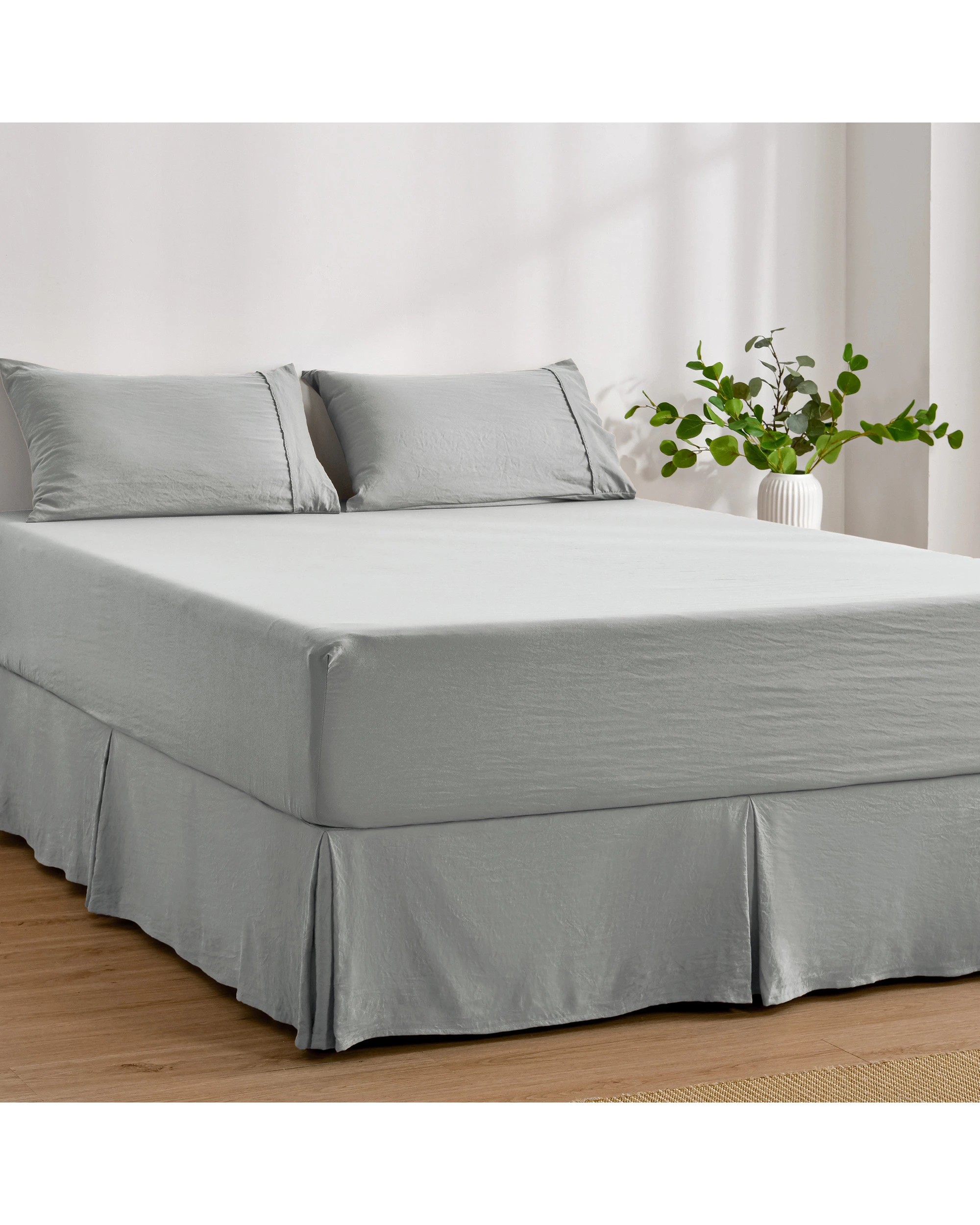 3 Dreamaker Superfine Washed Microfibre Pleated Valance - King Bed - Dove Grey, 3 of 9