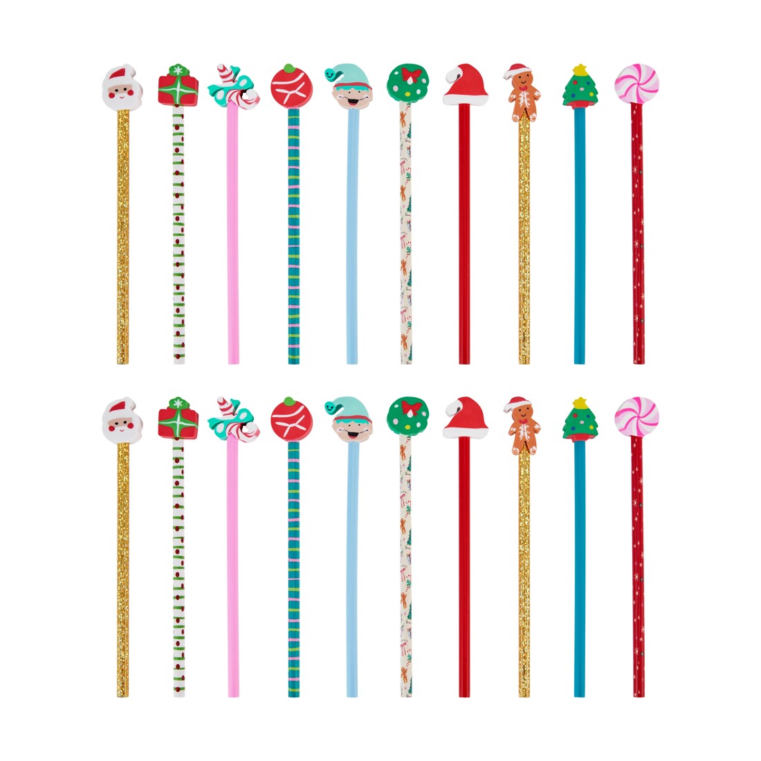 2 20 Pack Christmas Pencil and Eraser Set, 2 of 4