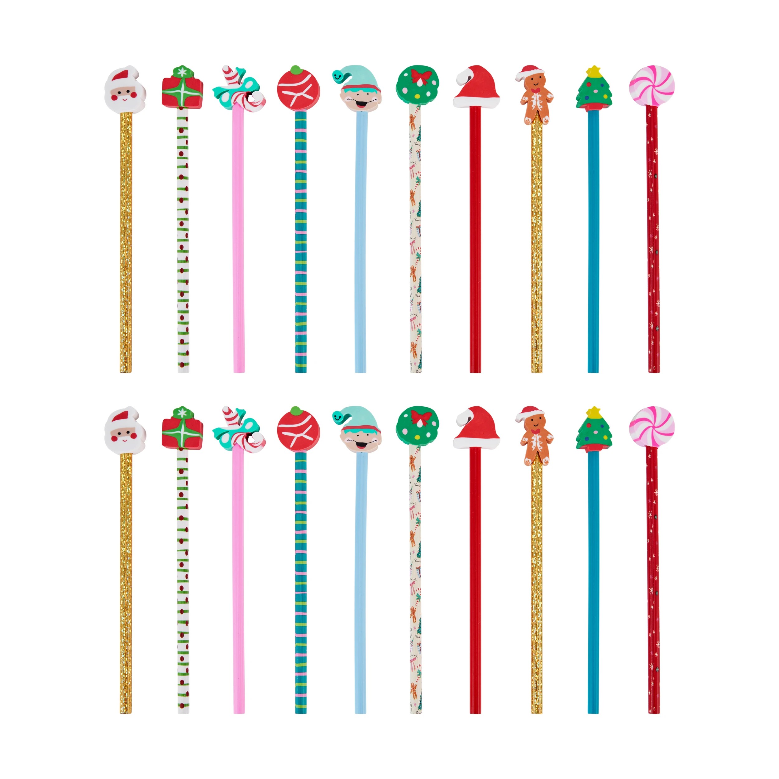 2 20 Pack Christmas Pencil and Eraser Set, 2 of 4