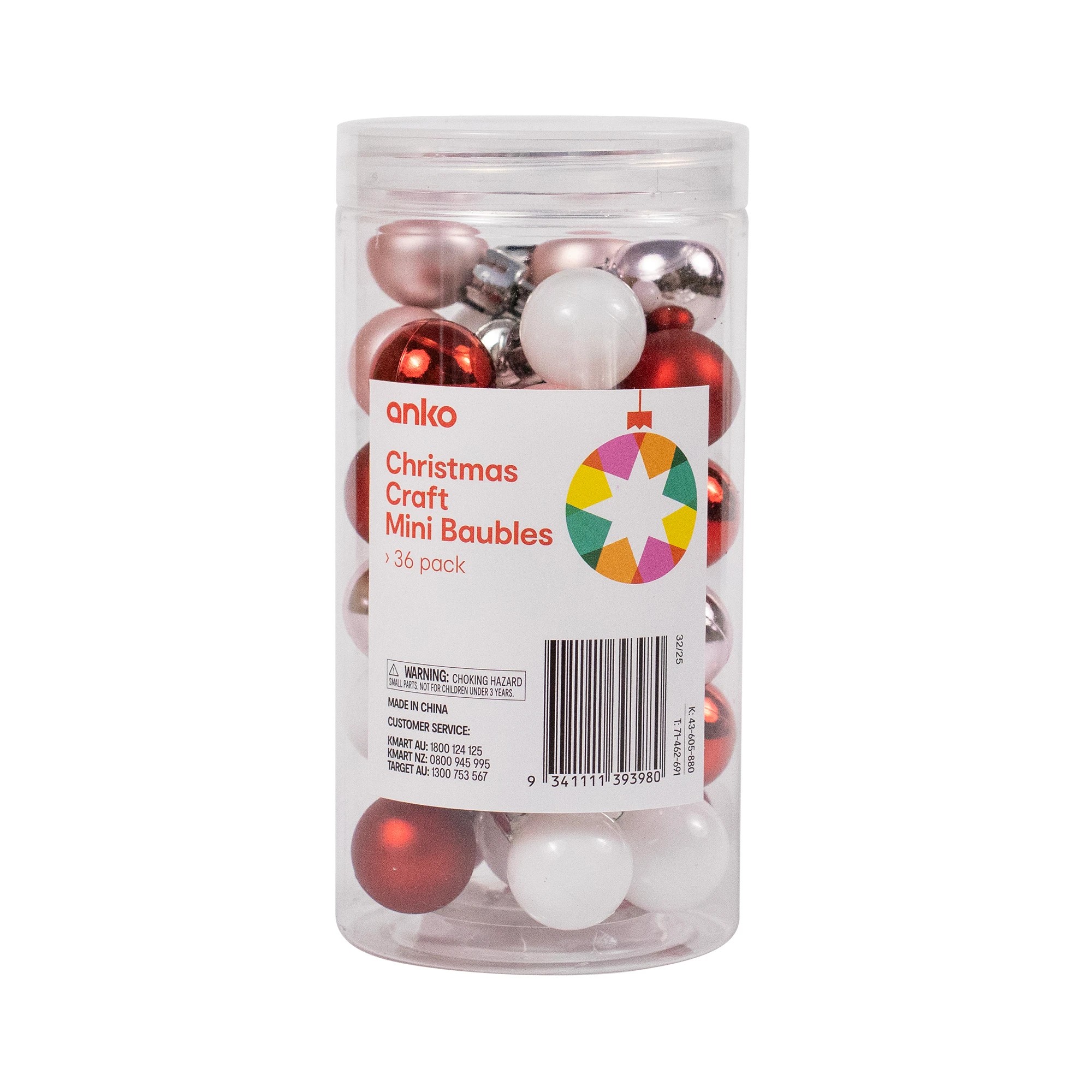 1 36 Pack Christmas Craft Mini Baubles, 1 of 3