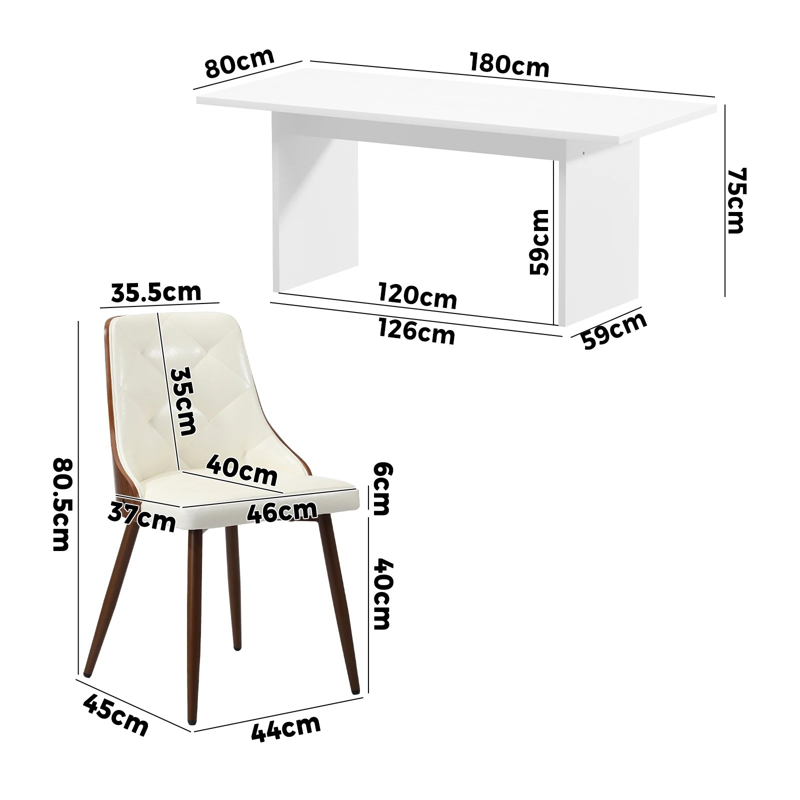 2 Oikiture 6-Seater Rectangular Dining Table and Chairs Wooden Kitchen Dining Set - White, 2 of 10