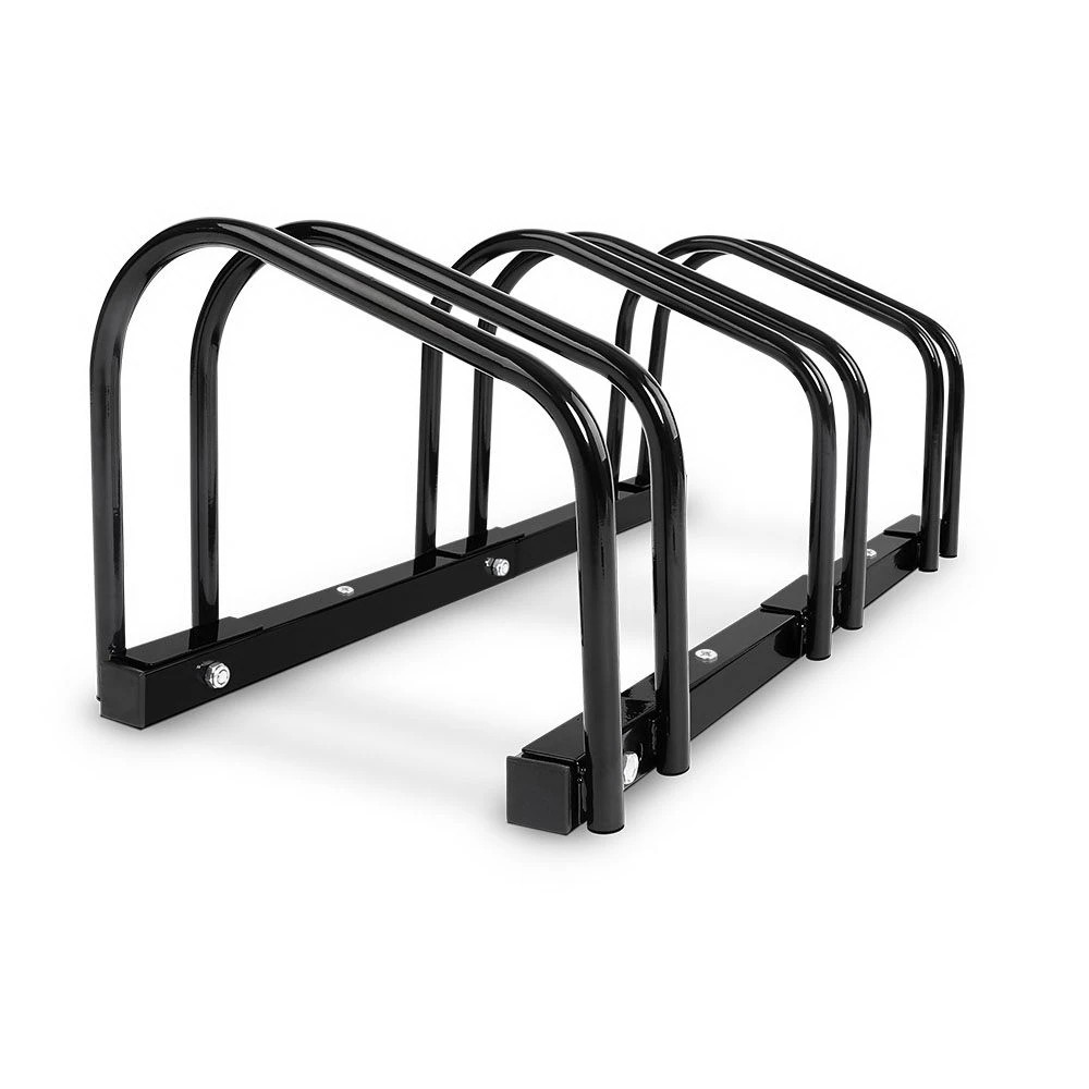 1 Weisshorn 3 Bike Stand Rack Bicycle Storage Floor Parking Holder Cycling - Black, 1 of 9