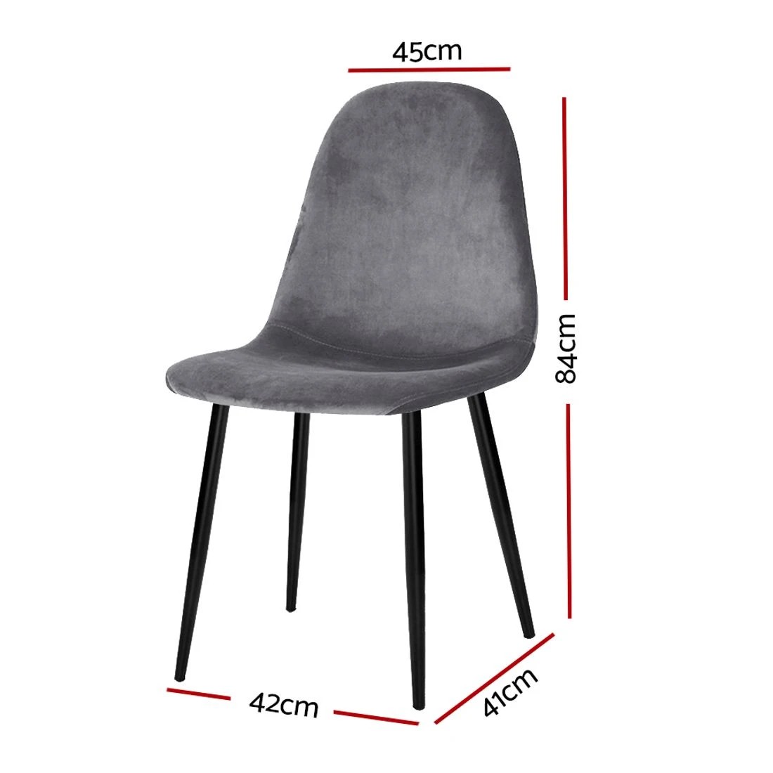 1 Artiss Dining Chairs Set of 4 Velvet Curved Slope - Grey, 1 of 7