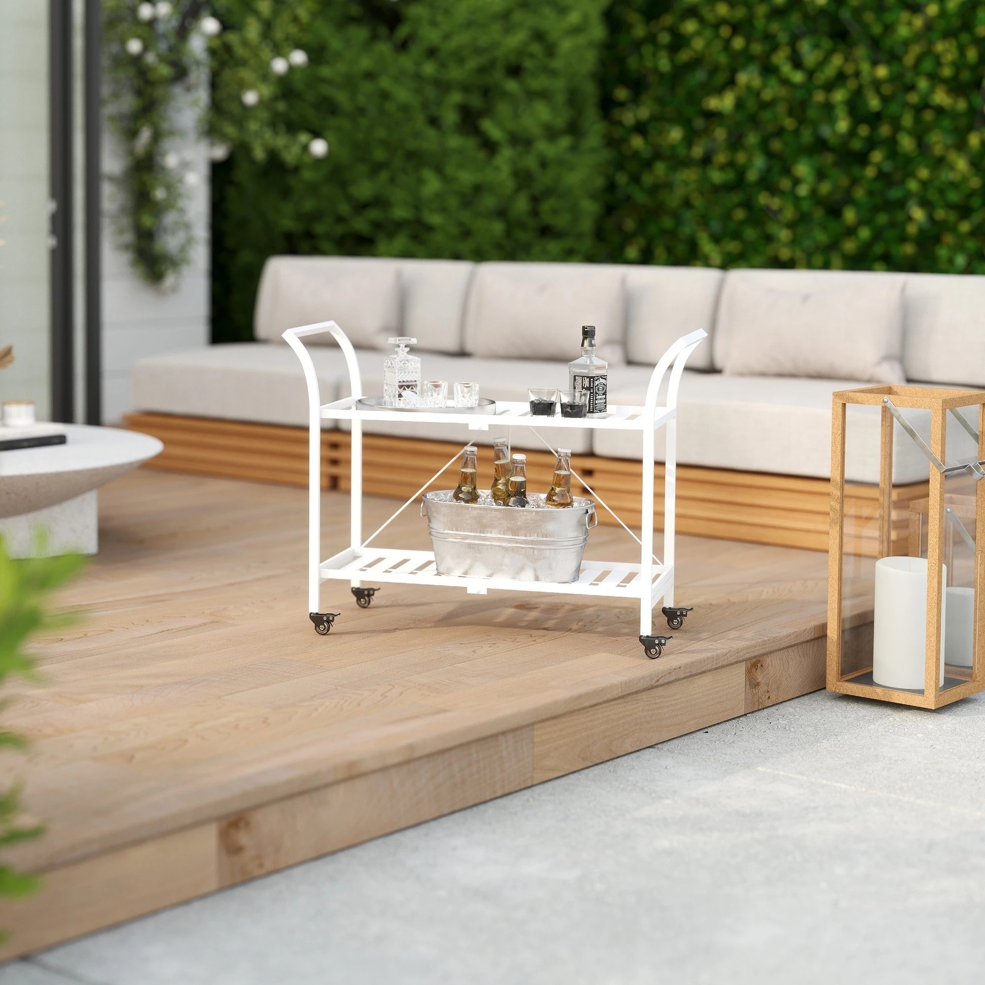 3 Hamptons 2 Tier Metal Bar Cart - White, 3 of 5