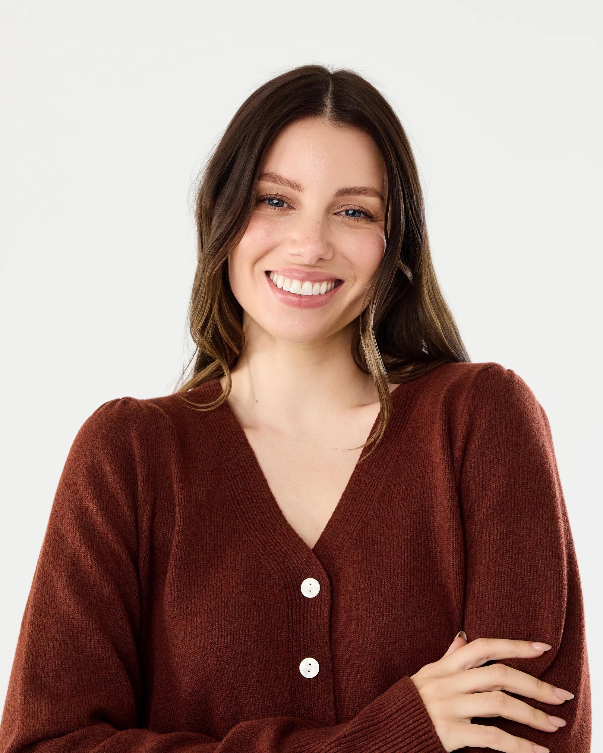 4 Peplum Cardigan Burnt Rust, 4 of 6
