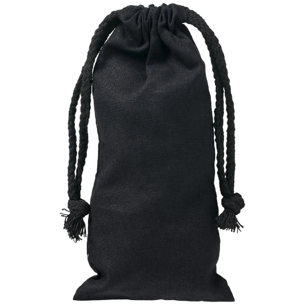 1 J.Burrows Calico Drawstring Bag 10 x 20cm Black 10 Pack, 1 of 3